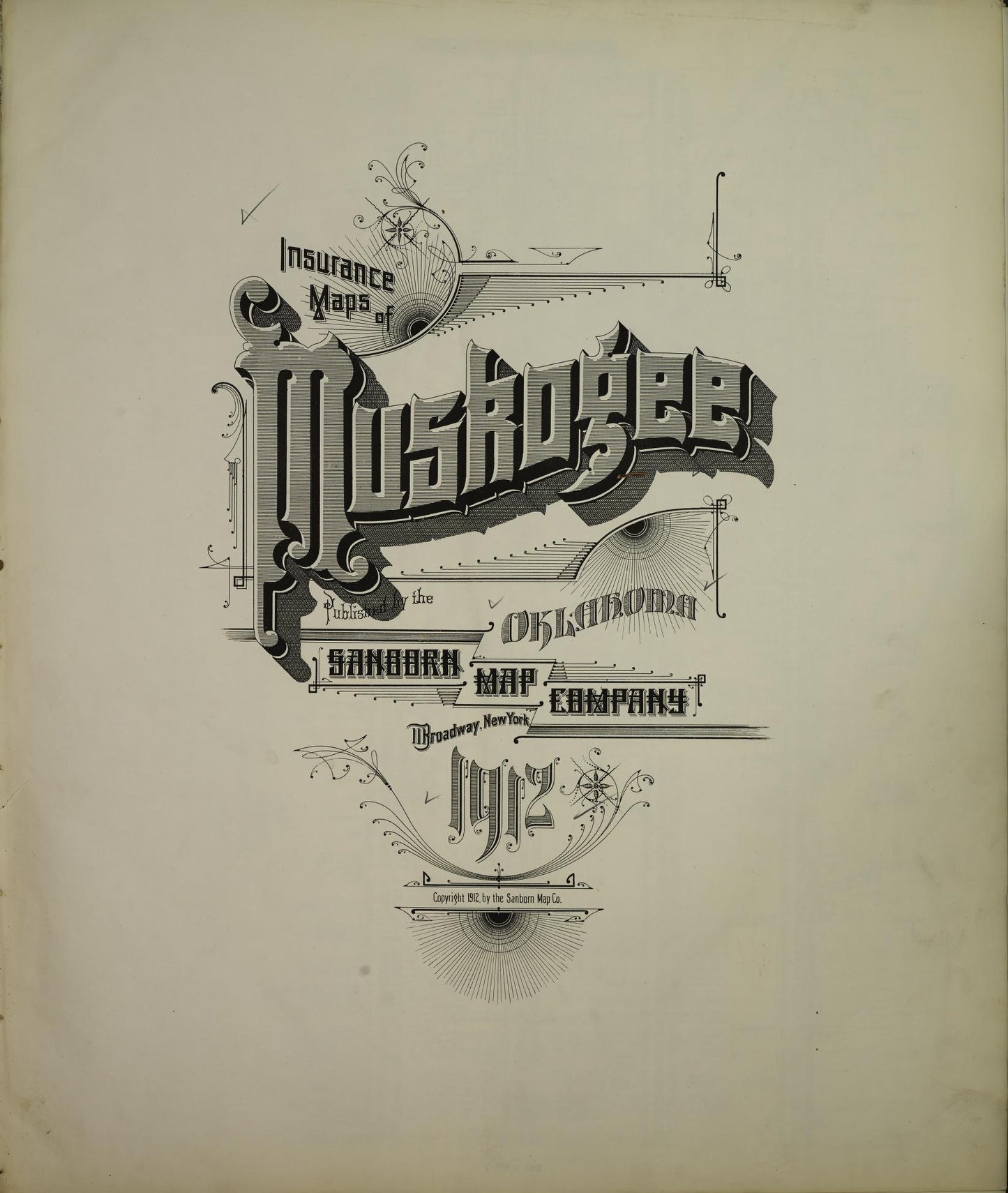 Sanborn Fire Insurance Map from Muskogee, Muskogee County, Oklahoma (1912), Sheet #0001 - Historic Sanborn Fire Insurance Map Print, vintage old map wall art, antique decor, genealogy gift, Oklahoma Oklahoma map