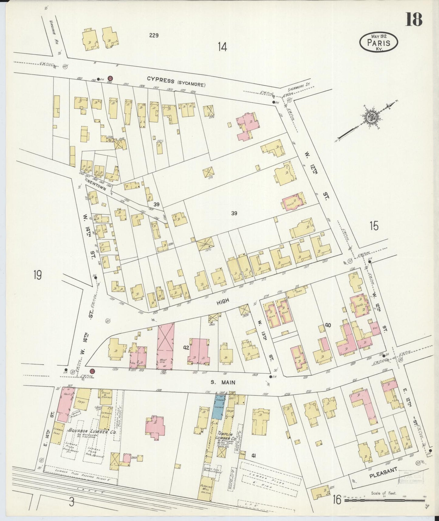 Sanborn Fire Insurance Map from Paris, Bourbon County, Kentucky (1912), Sheet #0018 - Historic Sanborn Fire Insurance Map Print, vintage old map wall art, antique decor, genealogy gift, Kentucky Kentucky map