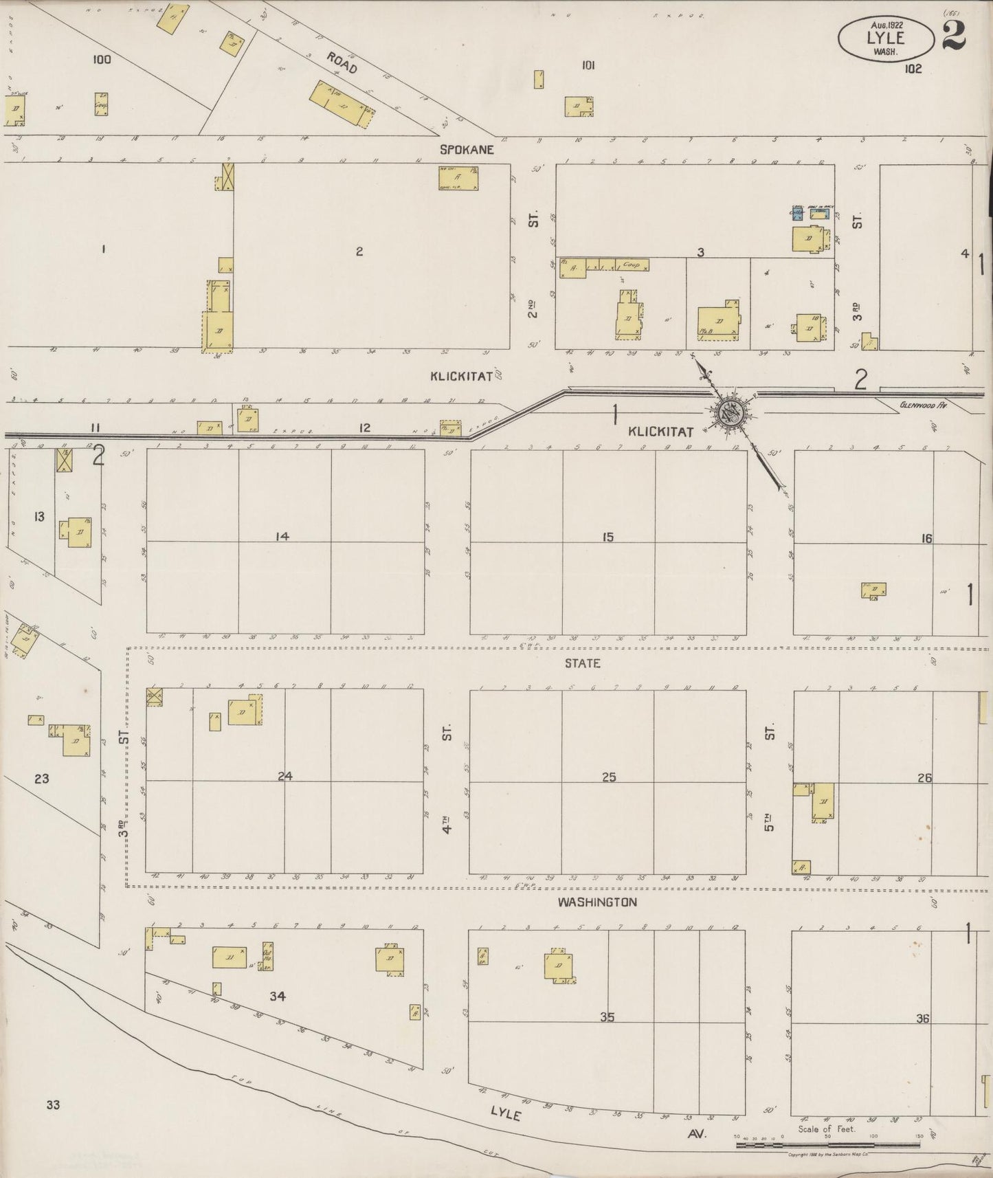 Sanborn Fire Insurance Map from Lyle, Klickitat County, Washington (1922), Sheet #0002 - Complete Map Set gallery image, historic Sanborn map, vintage wall art, Washington Washington