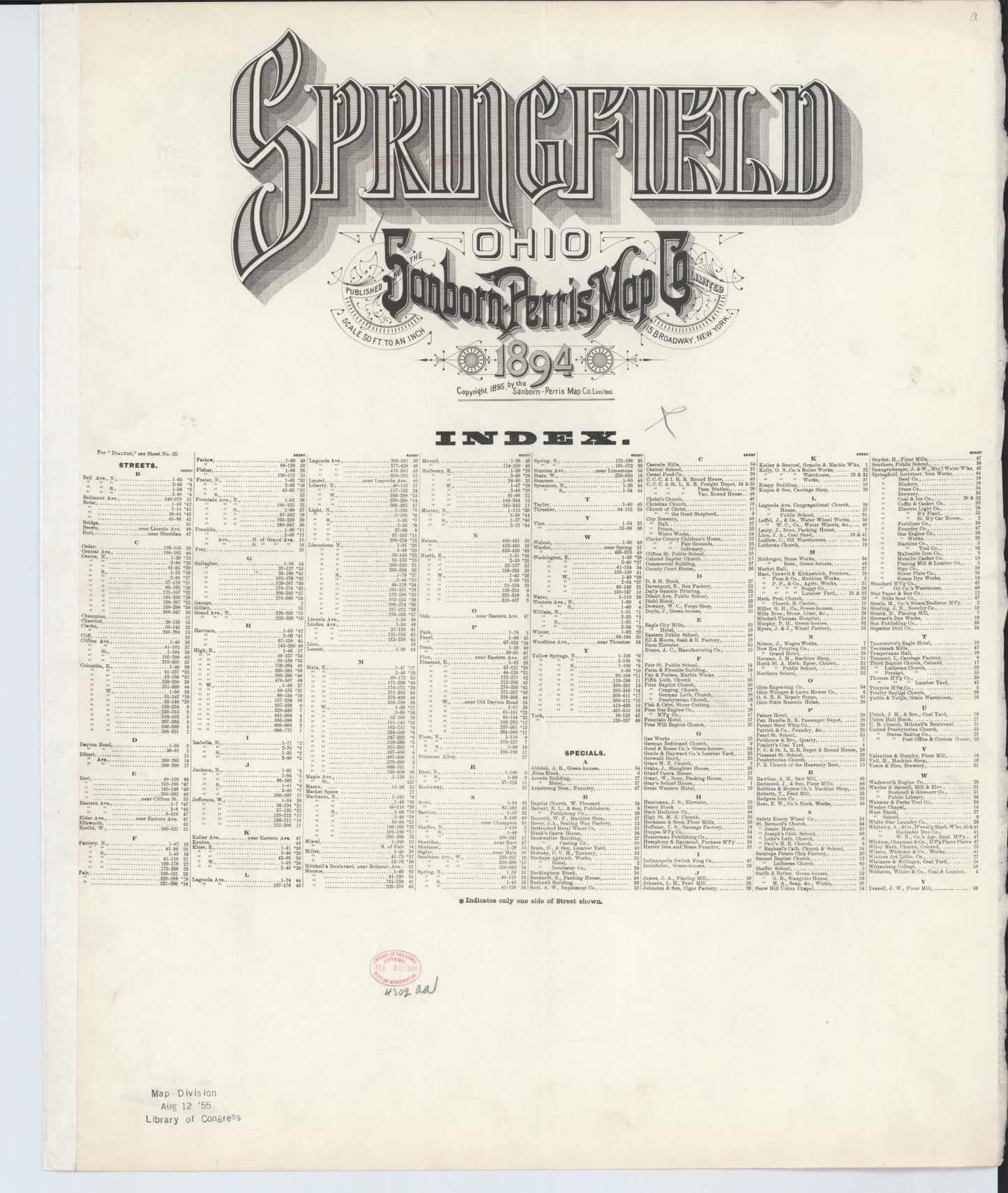 Sanborn Fire Insurance Map from Springfield, Clark County, Ohio (1894), Sheet #0001 - Historic Sanborn Fire Insurance Map Print, vintage old map wall art, antique decor, genealogy gift, Ohio Ohio map