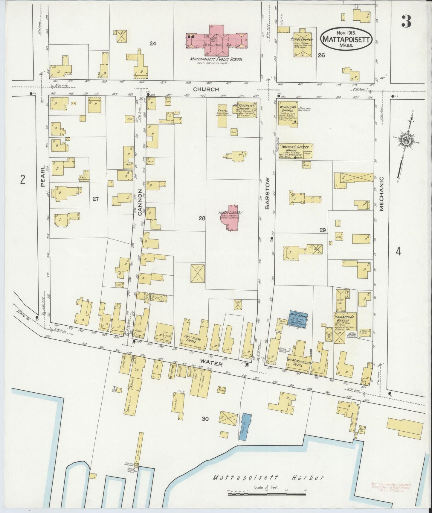 Sanborn Fire Insurance Map from Mattapoisett, Plymouth County, Massachusetts (1915), Sheet #0003 - Historic Sanborn Fire Insurance Map Print, vintage old map wall art, antique decor, genealogy gift, Massachusetts Massachusetts map