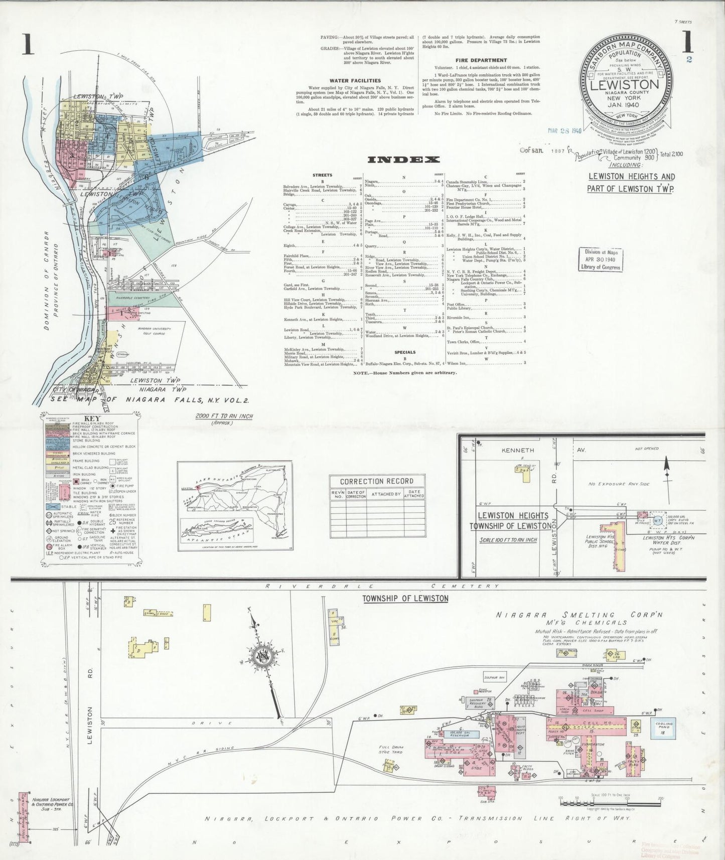 Sanborn Fire Insurance Map from Lewiston, Niagara County, New York. (1940) – Historic Sanborn Fire Insurance Map Print