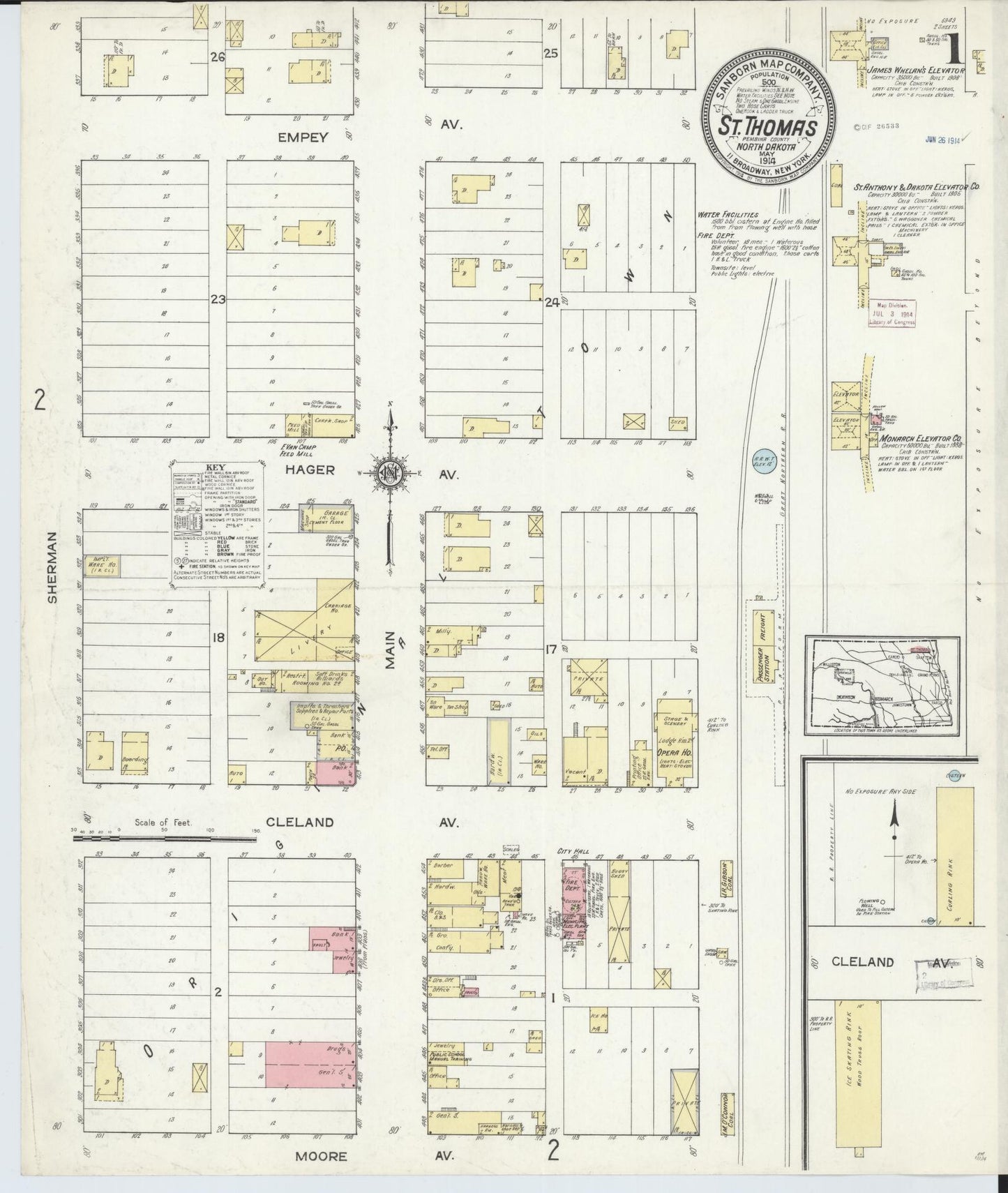 Sanborn Fire Insurance Map from Saint Thomas, Pembina County, North Dakota. (1914) – Historic Sanborn Fire Insurance Map Print