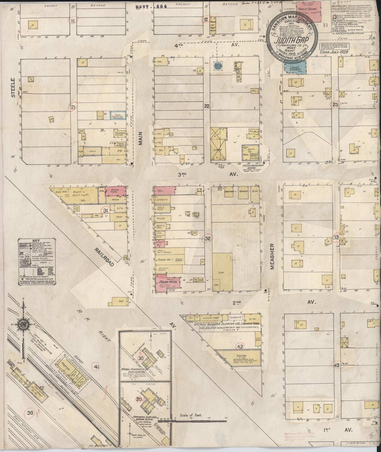 Sanborn Fire Insurance Map from Judith Gap, Wheatland County, Montana (1929), Sheet #0001 - Historic Sanborn Fire Insurance Map Print, vintage old map wall art, antique decor, genealogy gift, Montana Montana map