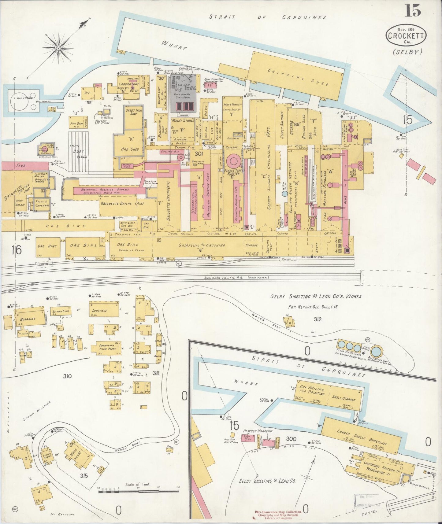 Sanborn Fire Insurance Map from Crockett, Contra Costa County, California (1906), Sheet #0015 - Historic Sanborn Fire Insurance Map Print, vintage old map wall art, antique decor, genealogy gift, California California map