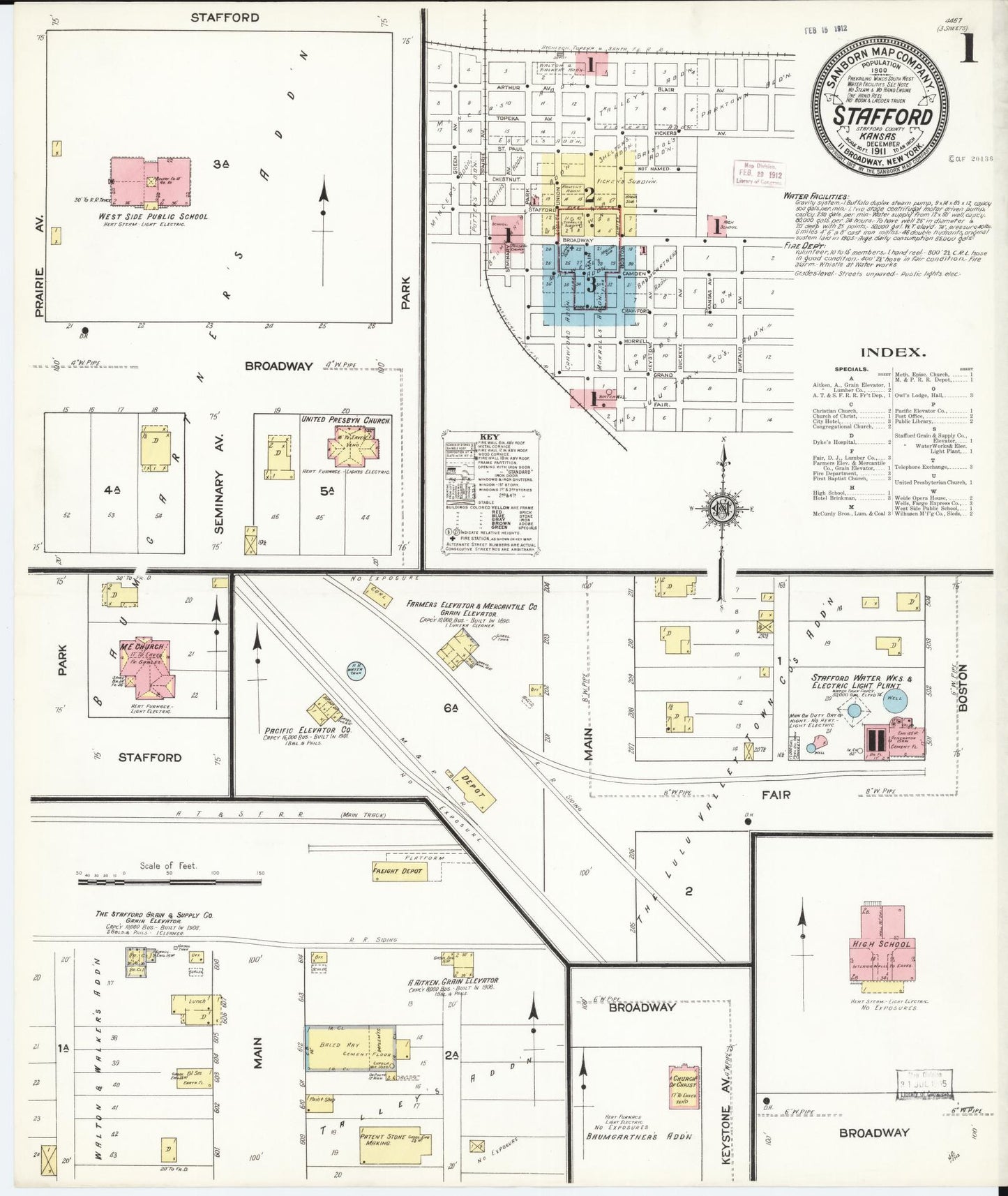Sanborn Fire Insurance Map from Stafford, Stafford County, Kansas (1911), Sheet #0001 - Historic Sanborn Fire Insurance Map Print, vintage old map wall art, antique decor, genealogy gift, Kansas Kansas map