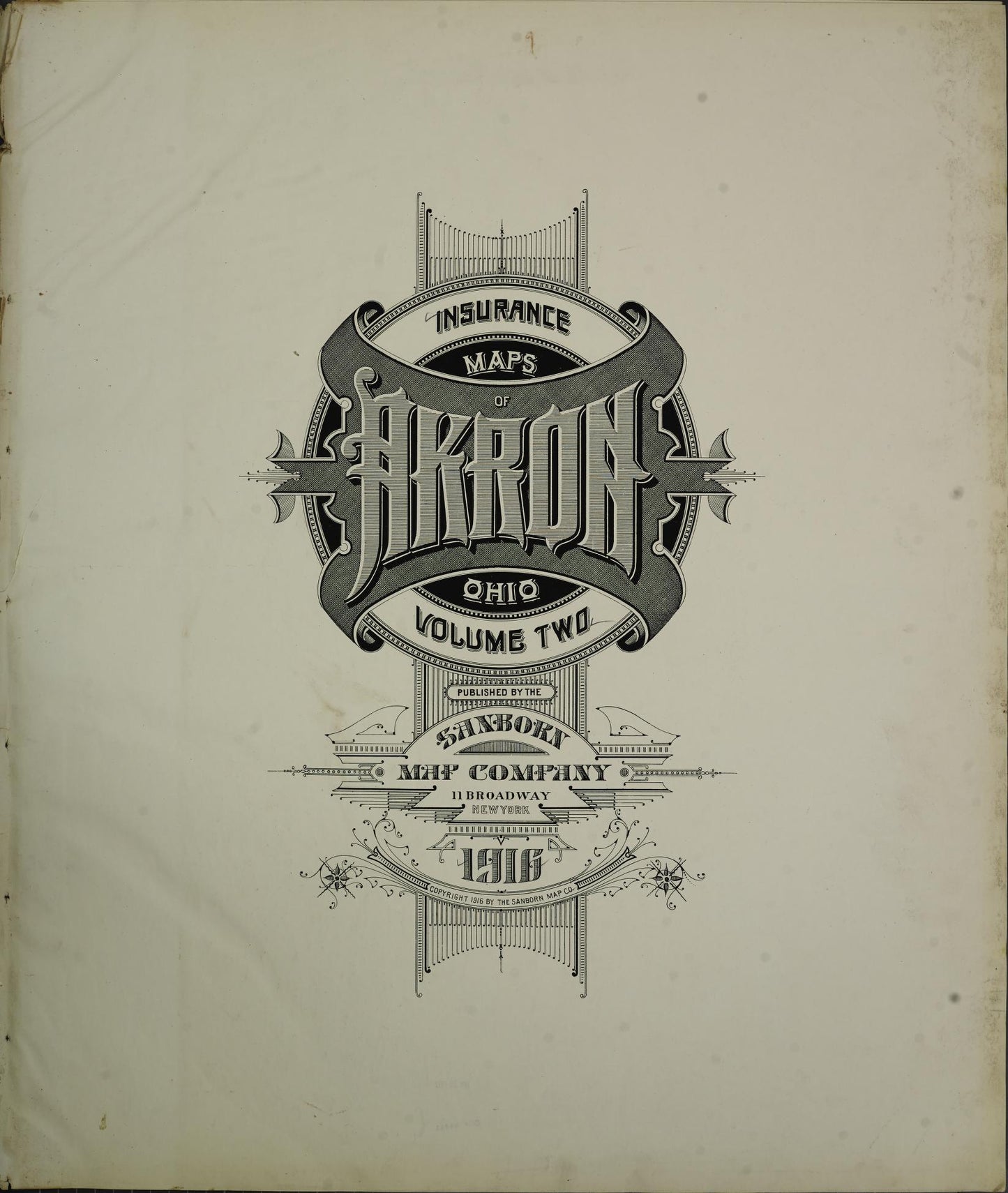 Sanborn Fire Insurance Map from Akron, Summit County, Ohio (1916), Sheet #0001 - Complete Map Set gallery image, historic Sanborn map, vintage wall art, Ohio Ohio