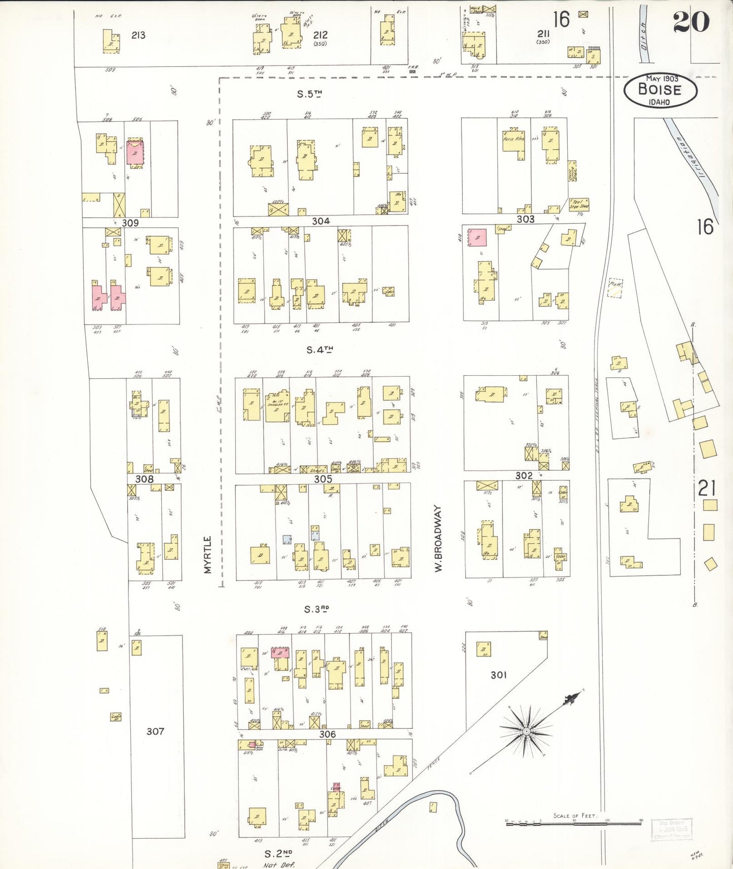 Sanborn Fire Insurance Map from Boise, Ada County, Idaho (1903), Sheet #0020 - Historic Sanborn Fire Insurance Map Print, vintage old map wall art, antique decor, genealogy gift, Idaho Idaho map