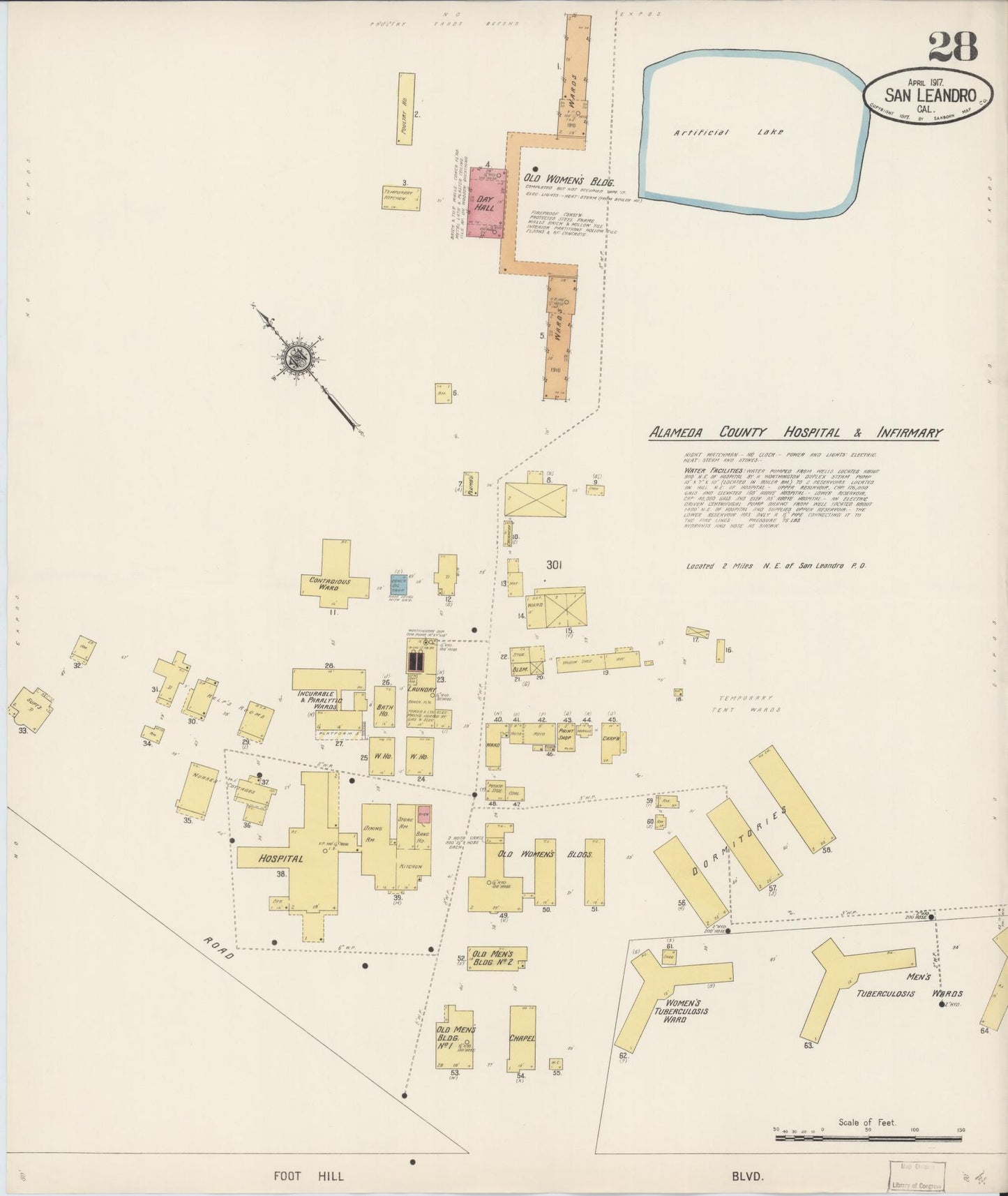 Sanborn Fire Insurance Map from San Leandro, Alameda County, California (1917), Sheet #0028 - Complete Map Set gallery image, historic Sanborn map, vintage wall art, California California