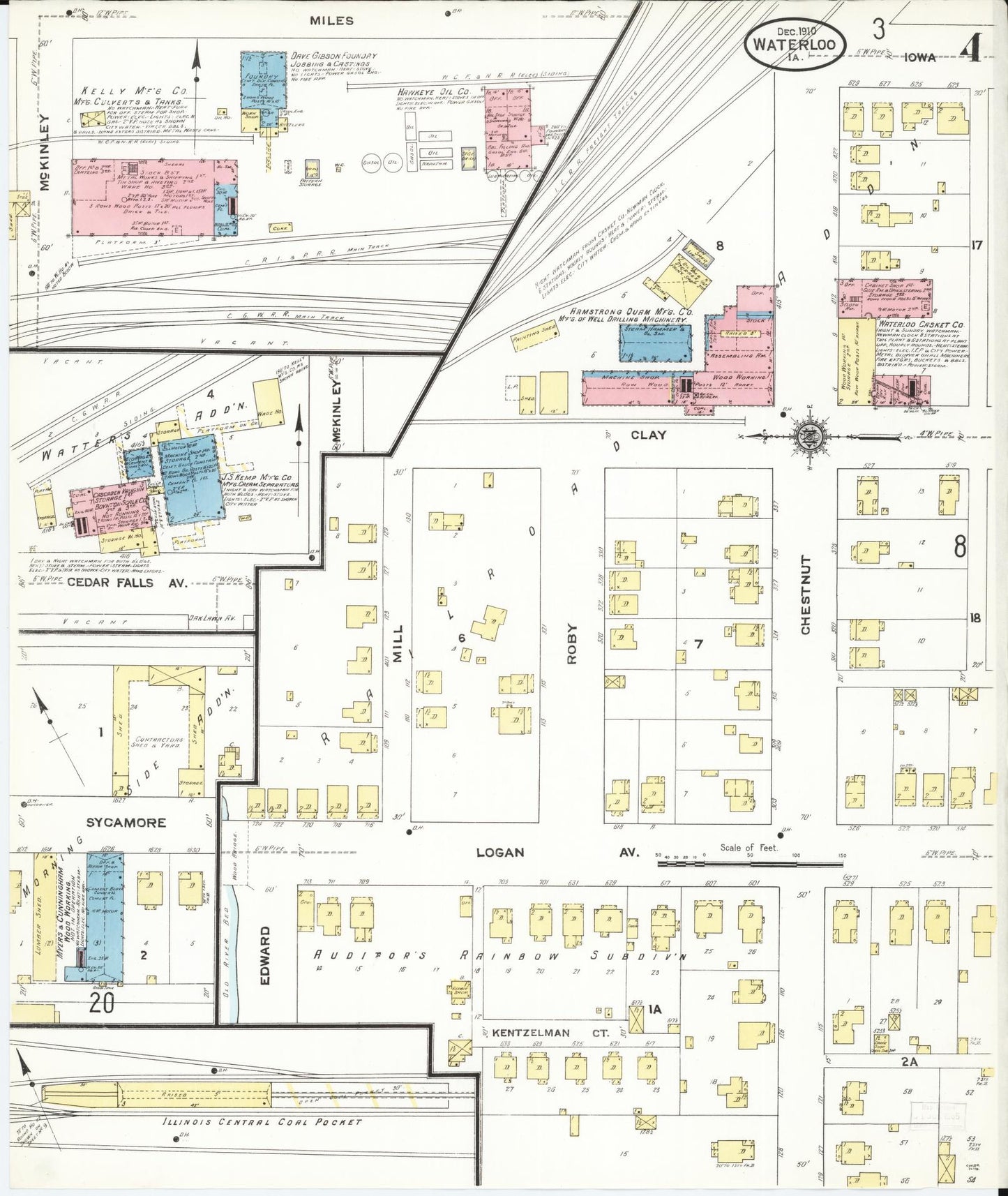 Sanborn Fire Insurance Map from Waterloo, Black Hawk County, Iowa (1910), Sheet #0004 - Historic Sanborn Fire Insurance Map Print