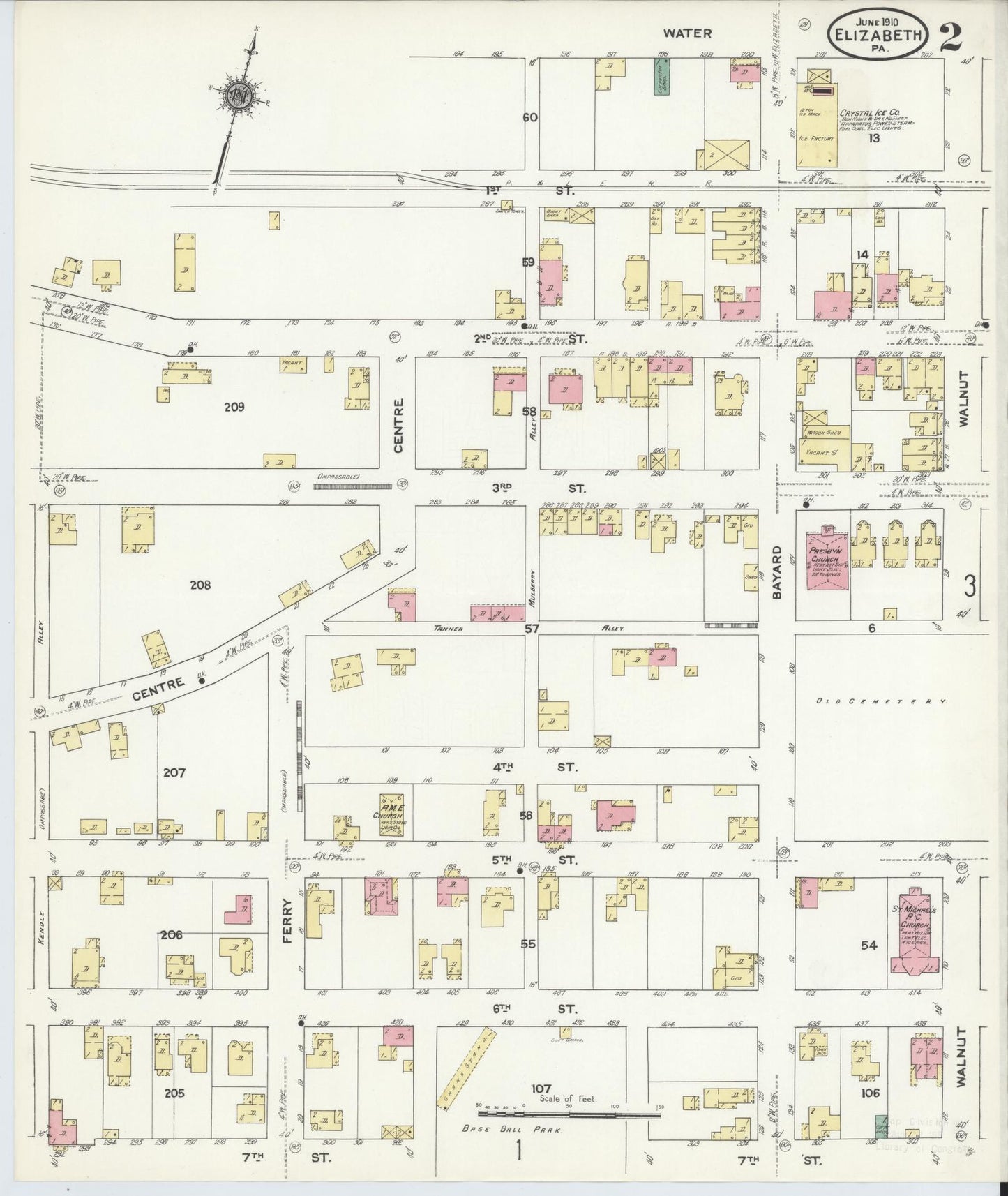 Sanborn Fire Insurance Map from Elizabeth, Allegheny County, Pennsylvania (1910), Sheet #0002 - Historic Sanborn Fire Insurance Map Print, vintage old map wall art, antique decor, genealogy gift, Pennsylvania Pennsylvania map