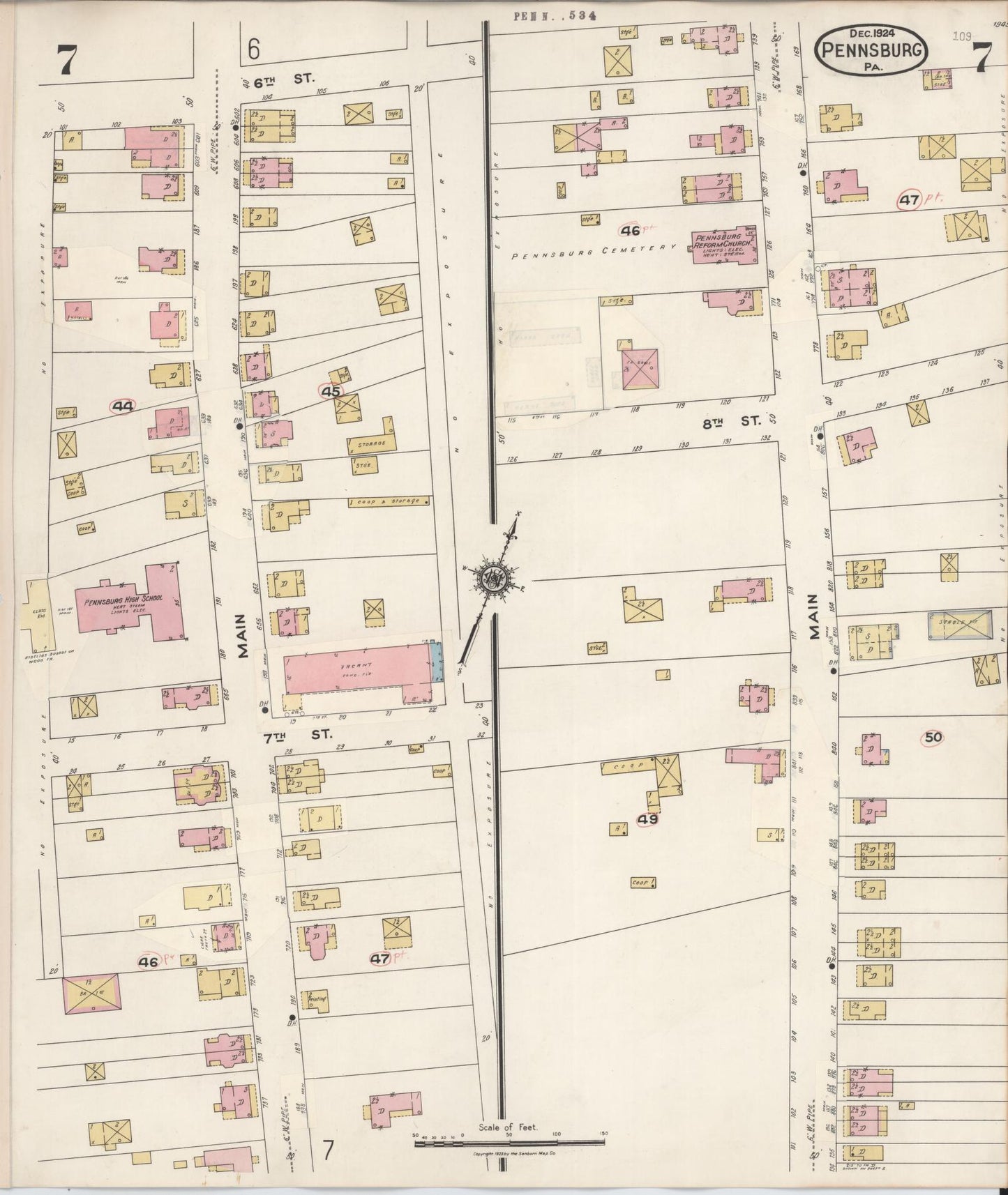Sanborn Fire Insurance Map from Pennsburg, Montgomery County, Pennsylvania (1933), Sheet #0007 - Complete Map Set gallery image, historic Sanborn map, vintage wall art, Pennsylvania Pennsylvania