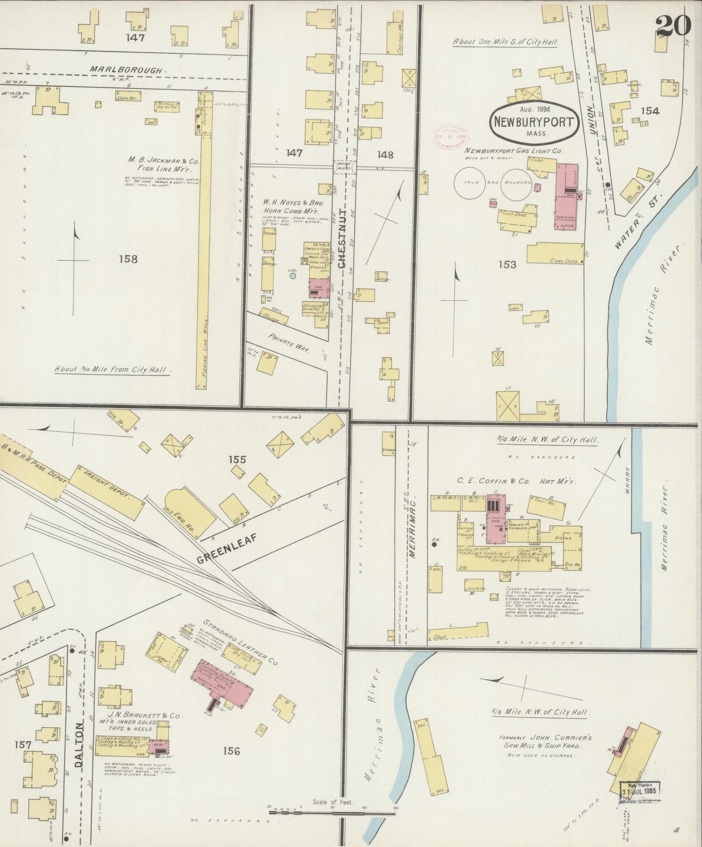 Sanborn Fire Insurance Map from Newburyport, Essex County, Massachusetts (1894), Sheet #0020 - Complete Map Set gallery image, historic Sanborn map, vintage wall art, Massachusetts Massachusetts