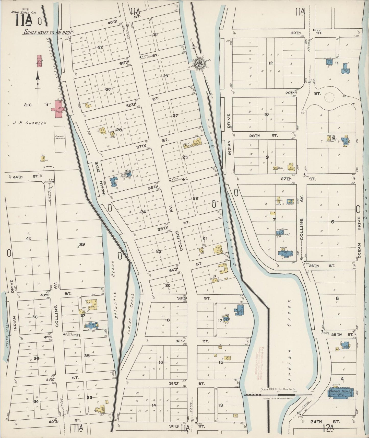 Sanborn Fire Insurance Map from Miami Beach, Dade County, Florida (1921), Sheet #0011 - Historic Sanborn Fire Insurance Map Print, vintage old map wall art, antique decor, genealogy gift, Florida Florida map