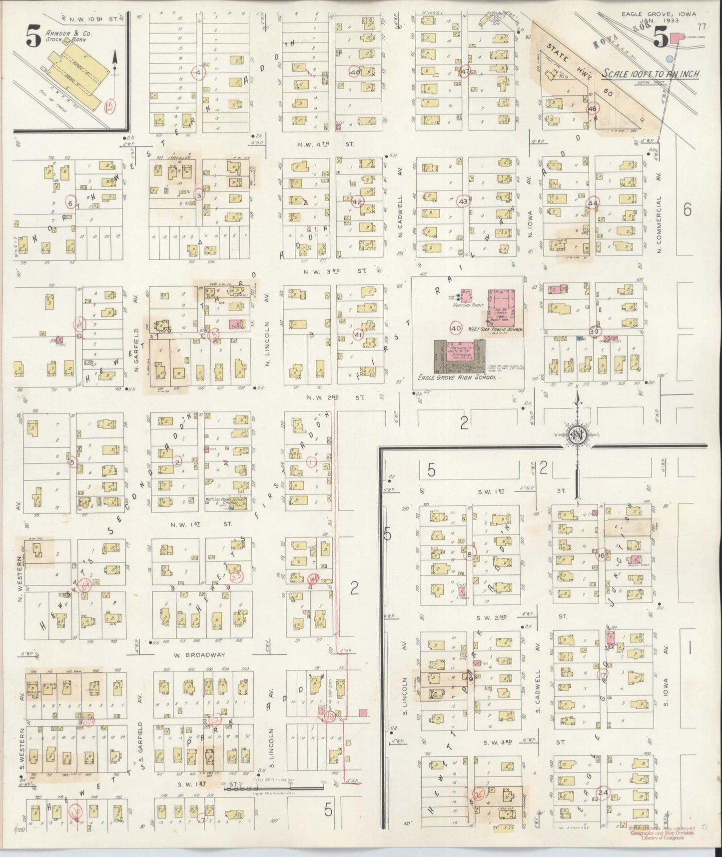Sanborn Fire Insurance Map from Eagle Grove, Wright County, Iowa (1941), Sheet #0005 - Historic Sanborn Fire Insurance Map Print, vintage old map wall art