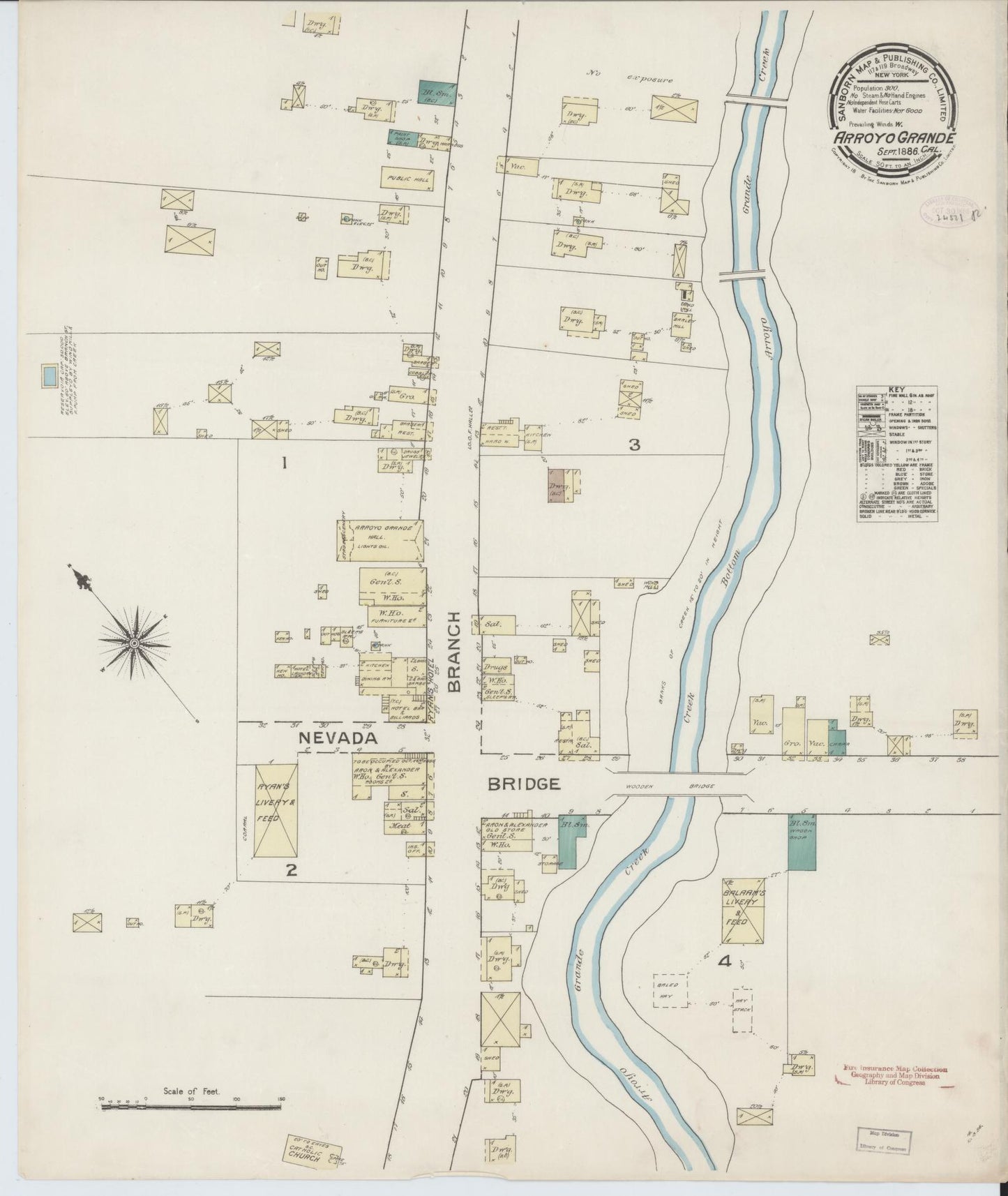 Sanborn Fire Insurance Map from Arroyo Grande, San Luis Obispo County, California (1886), Sheet #0001 - Historic Sanborn Fire Insurance Map Print, vintage old map wall art, antique decor, genealogy gift, California California map