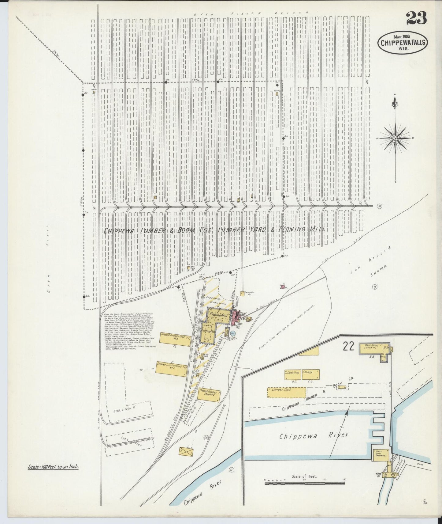 Sanborn Fire Insurance Map from Chippewa Falls, Chippewa County, Wisconsin (1903), Sheet #0023 - Historic Sanborn Fire Insurance Map Print, vintage old map wall art, antique decor, genealogy gift, Wisconsin Wisconsin map