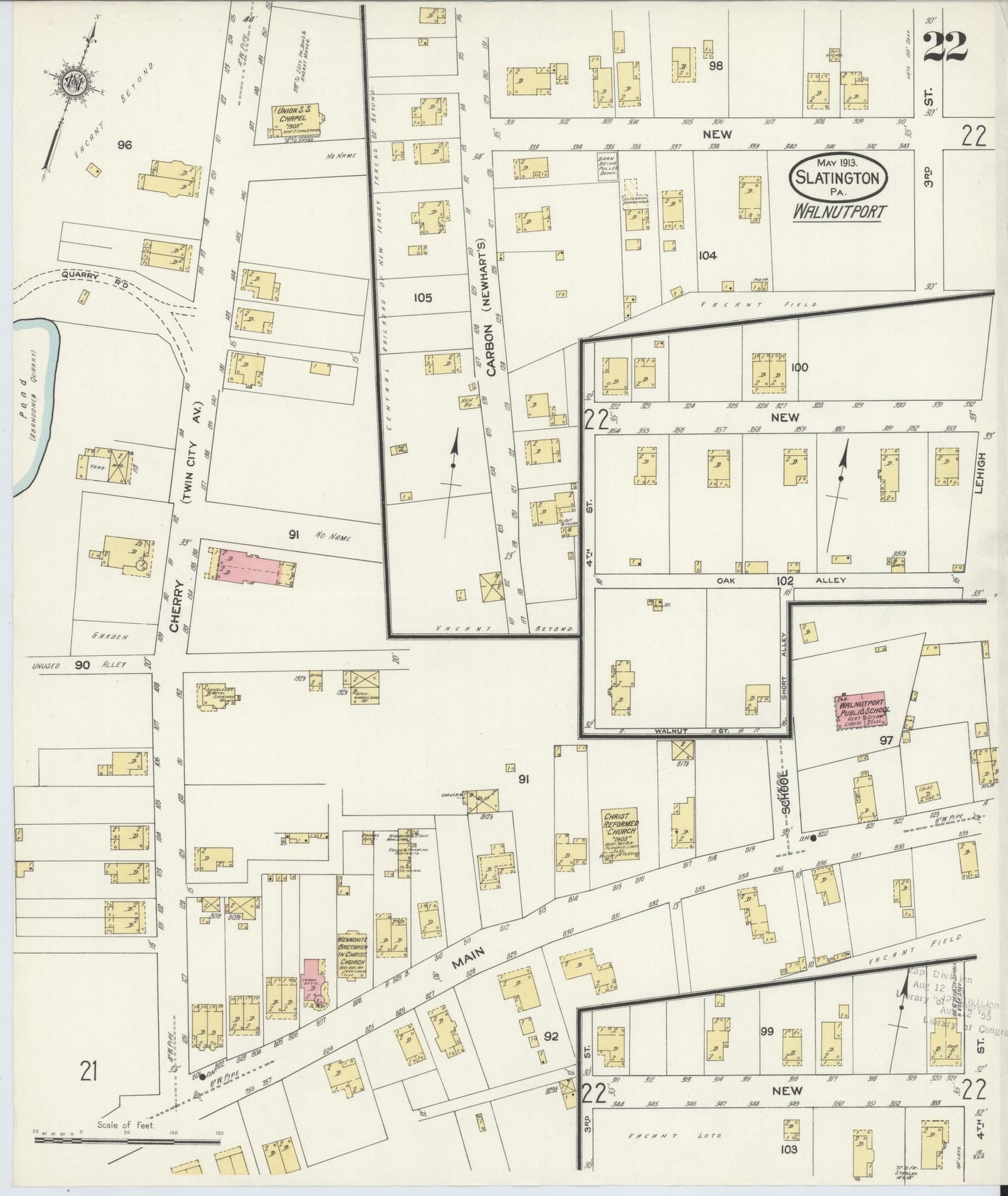 Sanborn Fire Insurance Map from Slatington, Lehigh County, Pennsylvania (1913), Sheet #0022 - Complete Map Set gallery image, historic Sanborn map, vintage wall art, Pennsylvania Pennsylvania