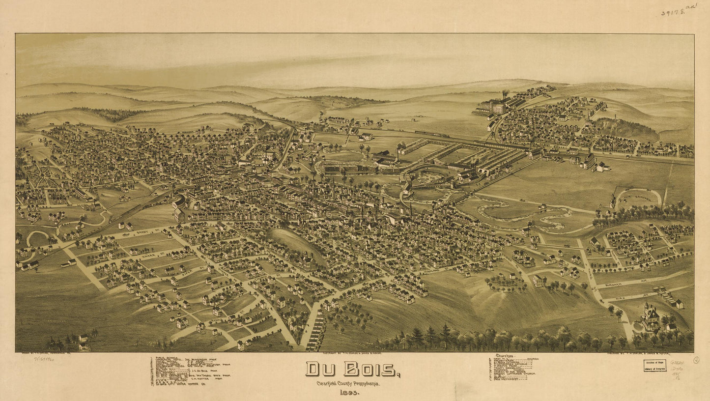 Du Bois, Clearfield County, Pennsylvania, 1895. (1895) – Historic Bird’s-Eye View Panorama Print