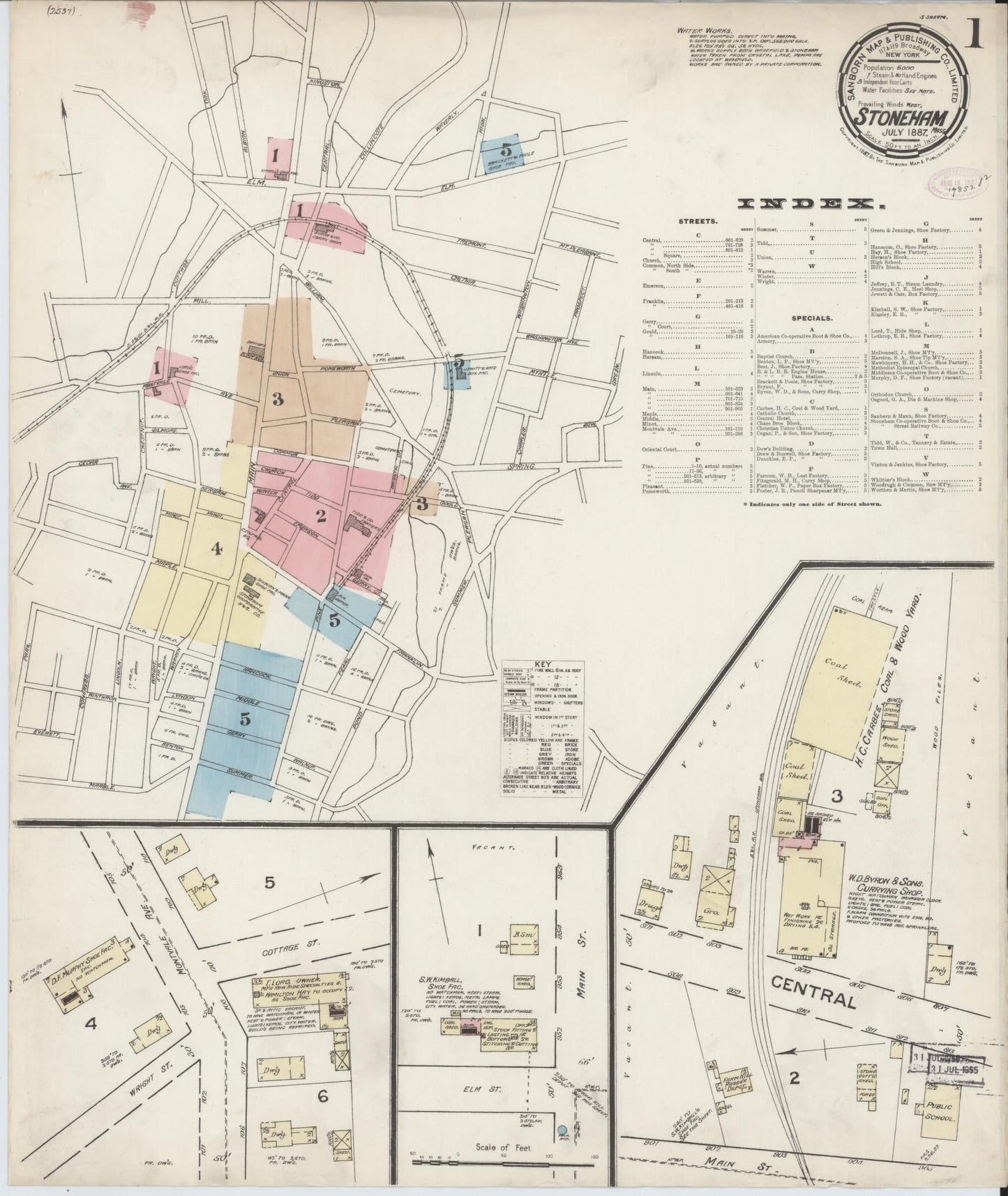 Sanborn Fire Insurance Map from Stoneham, Middlesex County, Massachusetts. (1887) – Historic Sanborn Fire Insurance Map Print