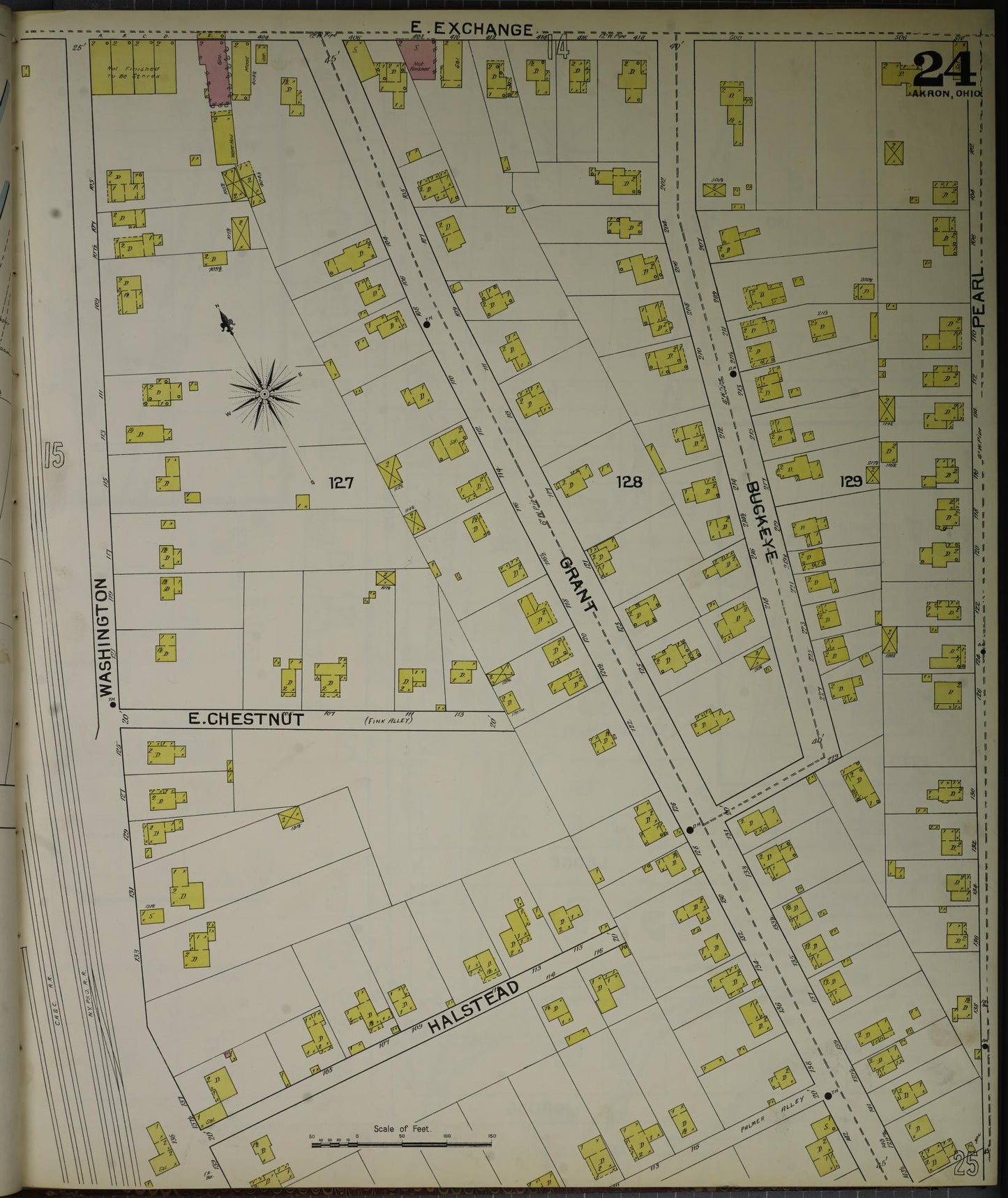 Sanborn Fire Insurance Map from Akron, Summit County, Ohio (1892), Sheet #0024 - Historic Sanborn Fire Insurance Map Print, vintage old map wall art, antique decor, genealogy gift, Ohio Ohio map
