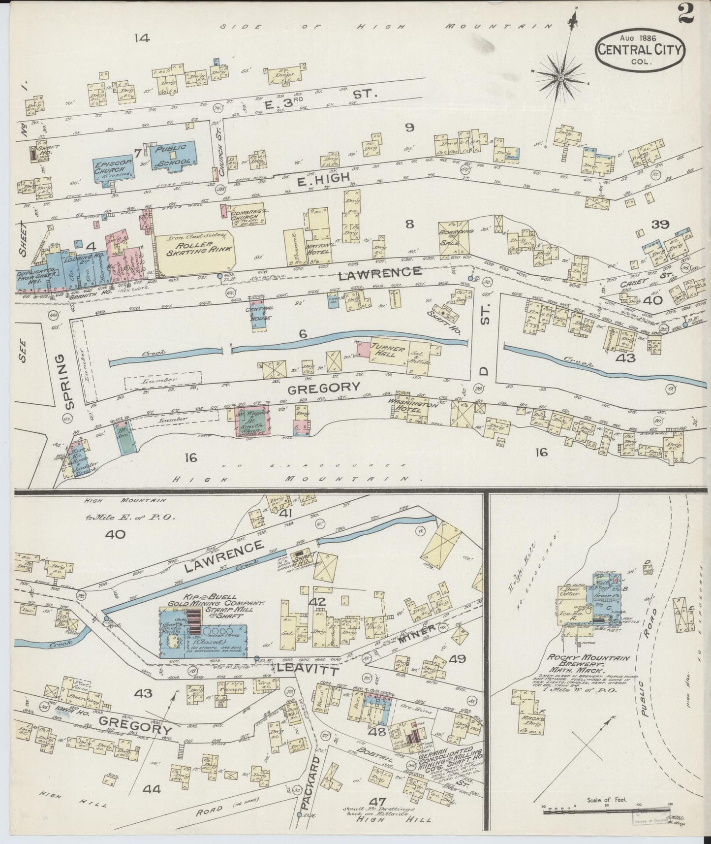 Sanborn Fire Insurance Map from Central City, Gilpin County, Colorado (1886), Sheet #0002 - Historic Sanborn Fire Insurance Map Print, vintage old map wall art, antique decor, genealogy gift, Colorado Colorado map