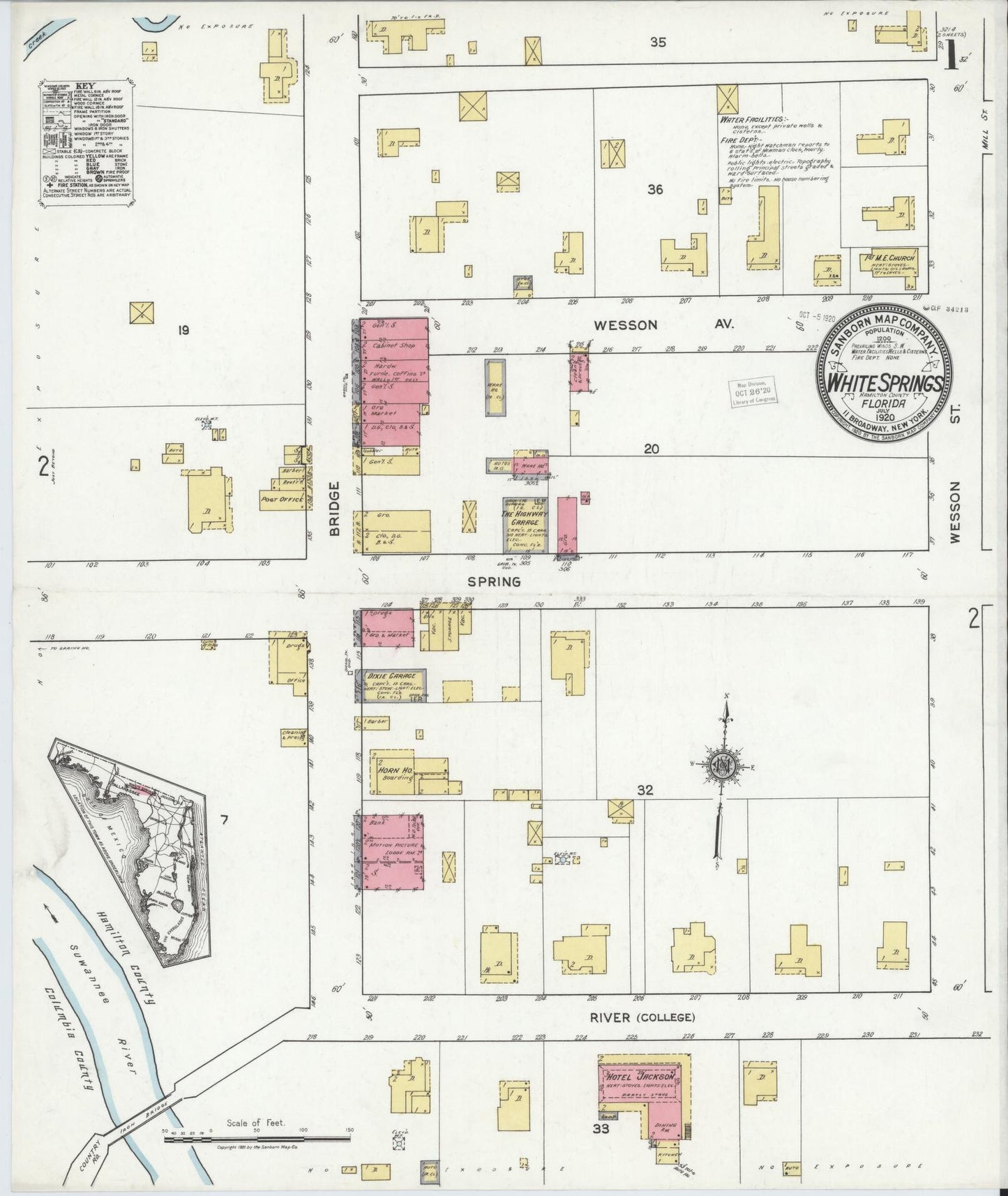 Sanborn Fire Insurance Map from White Springs, Hamilton County, Florida. (1920) – Historic Sanborn Fire Insurance Map Print