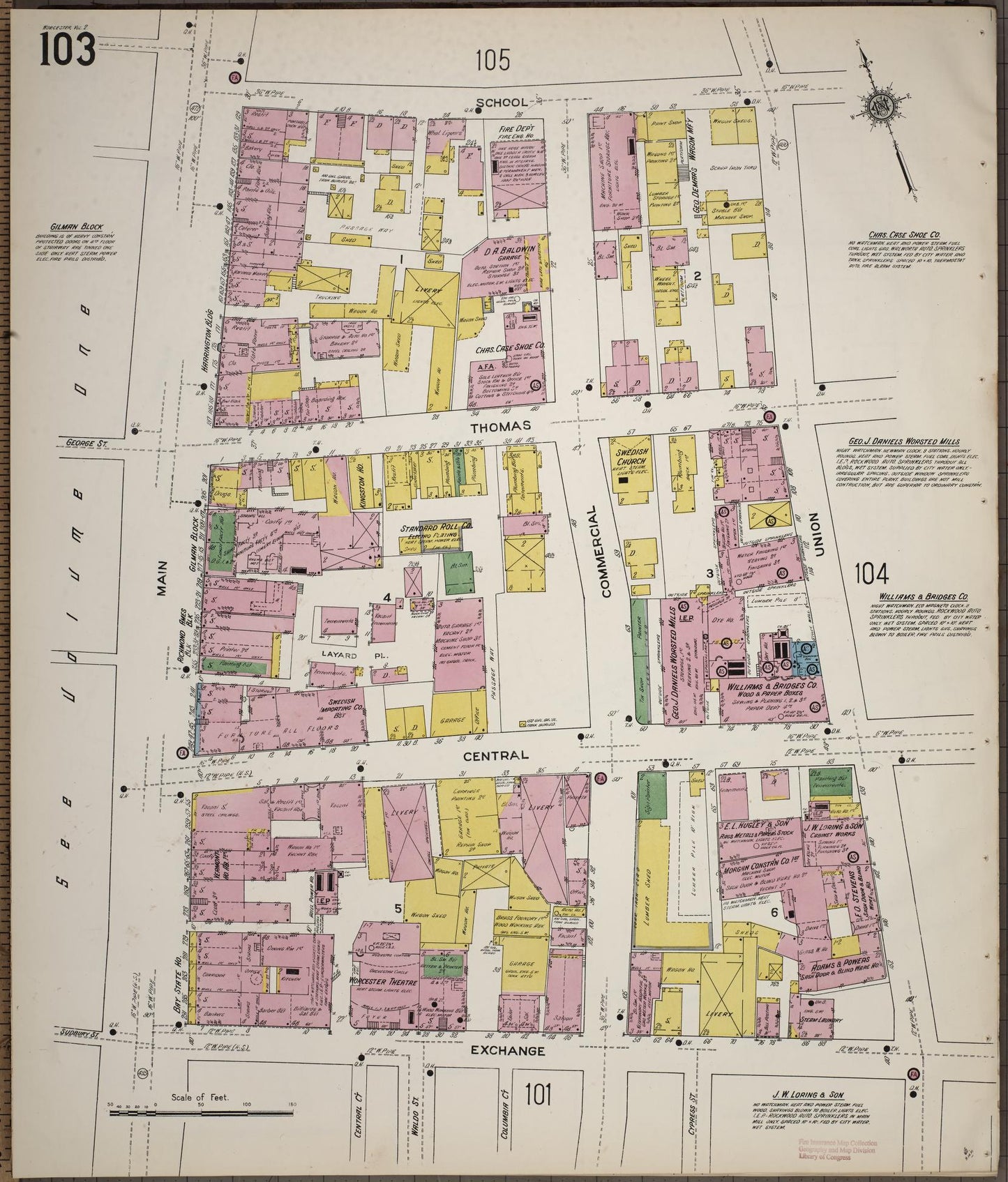 Sanborn Fire Insurance Map from Worcester, Worcester County, Massachusetts (1910), Sheet #0103 - Historic Sanborn Fire Insurance Map Print, vintage old map wall art, antique decor, genealogy gift, Massachusetts Massachusetts map