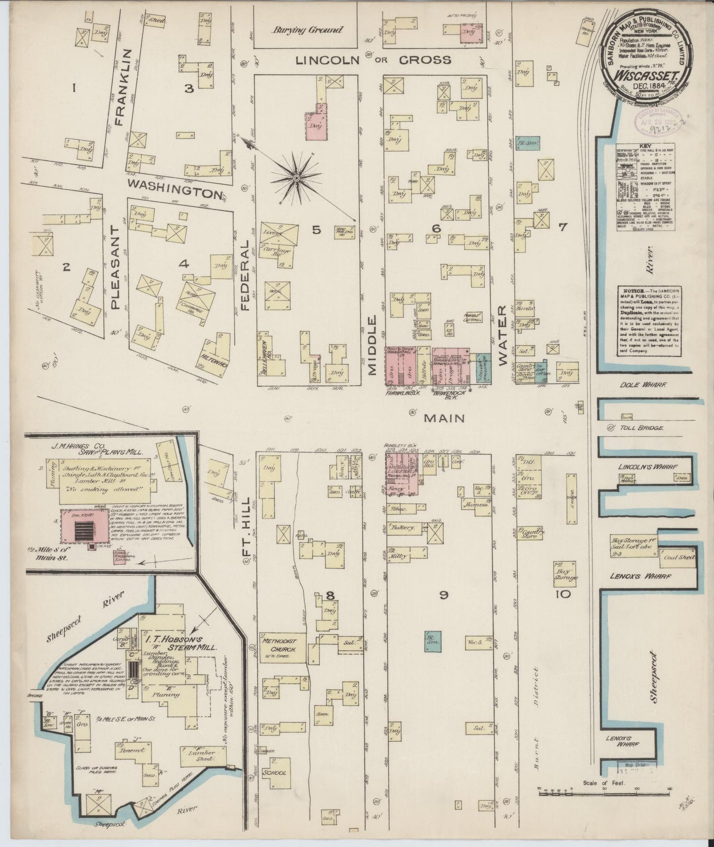 Sanborn Fire Insurance Map from Wiscasset, Lincoln County, Maine. (1884) – Historic Sanborn Fire Insurance Map Print