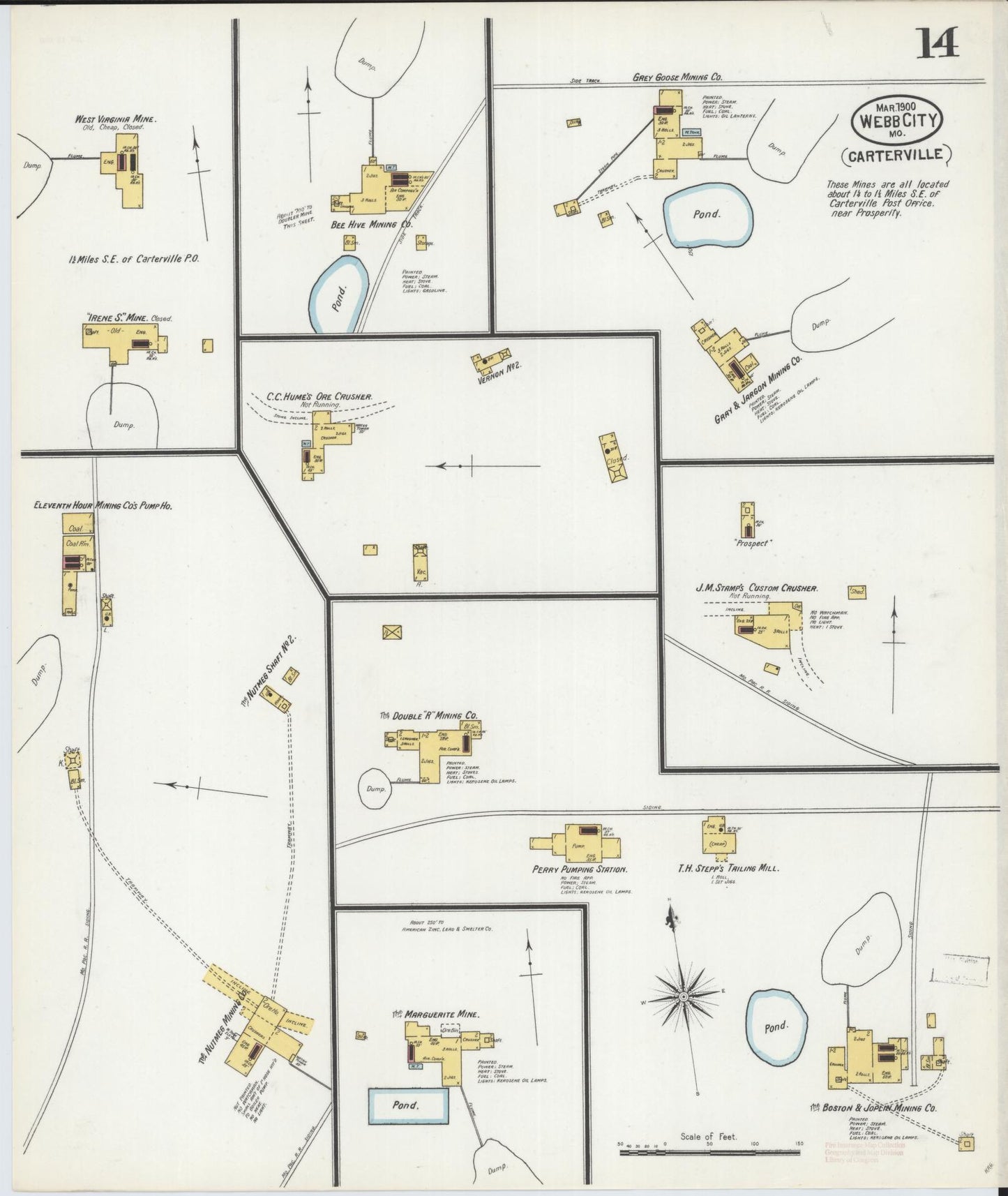 Sanborn Fire Insurance Map from Webb City, Jasper County, Missouri (1900), Sheet #0014 - Historic Sanborn Fire Insurance Map Print, vintage old map wall art, antique decor, genealogy gift, Missouri Missouri map