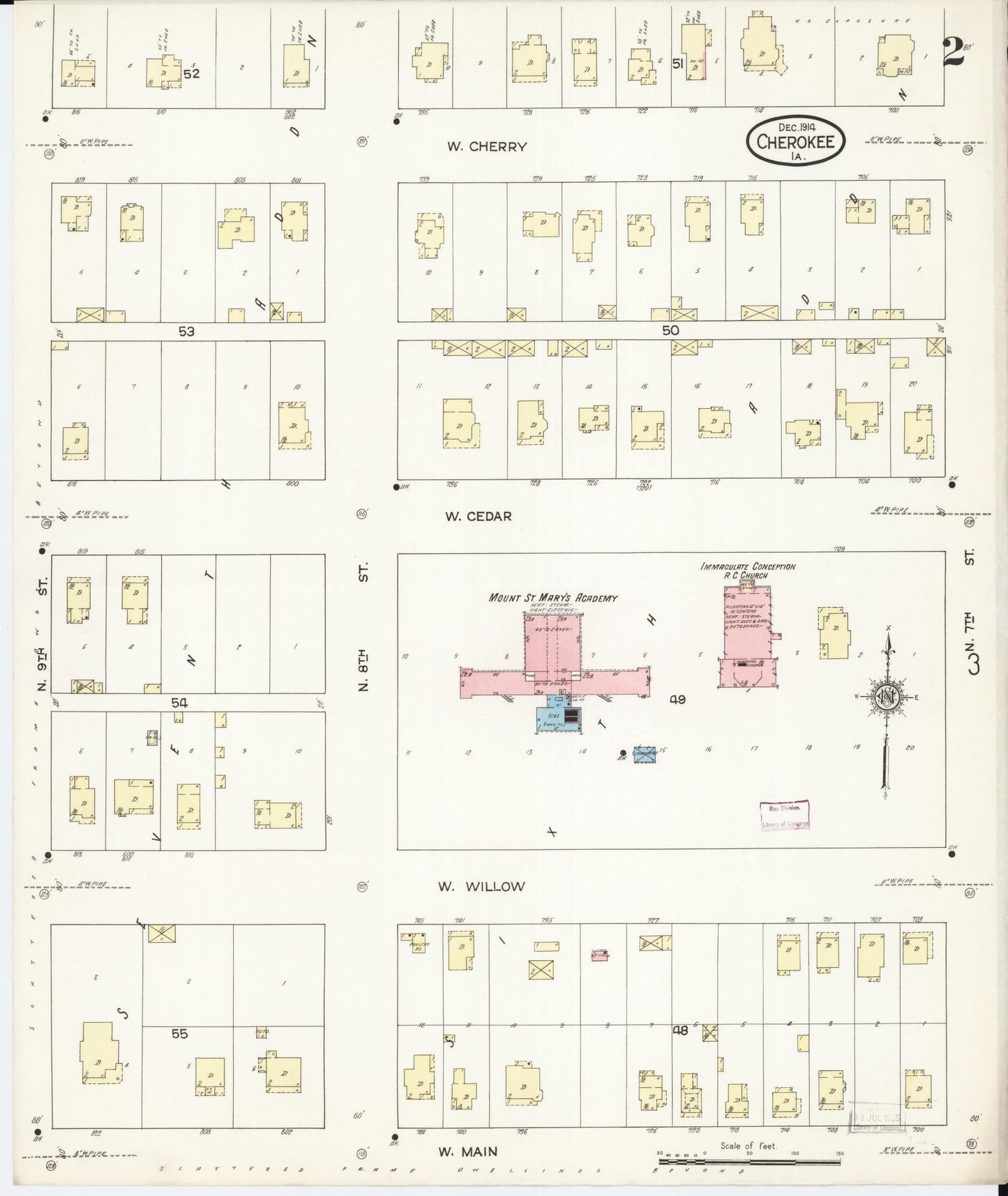 Sanborn Fire Insurance Map from Cherokee, Cherokee County, Iowa (1914), Sheet #0002 - Historic Sanborn Fire Insurance Map Print, vintage old map wall art