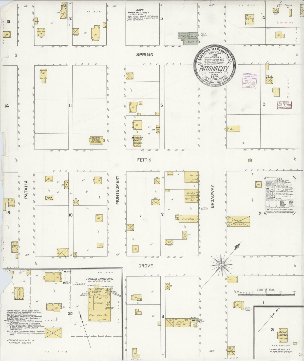 Sanborn Fire Insurance Map from Pataha City, Garfield County, Washington (1908), Sheet #0001 - Historic Sanborn Fire Insurance Map Print, vintage old map wall art, antique decor, genealogy gift, Washington Washington map