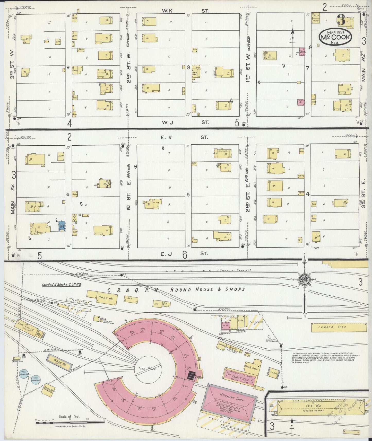 Sanborn Fire Insurance Map from Mccook, Red Willow County, Nebraska (1921), Sheet #0003 - Historic Sanborn Fire Insurance Map Print, vintage old map wall art, antique decor, genealogy gift, Nebraska Nebraska map