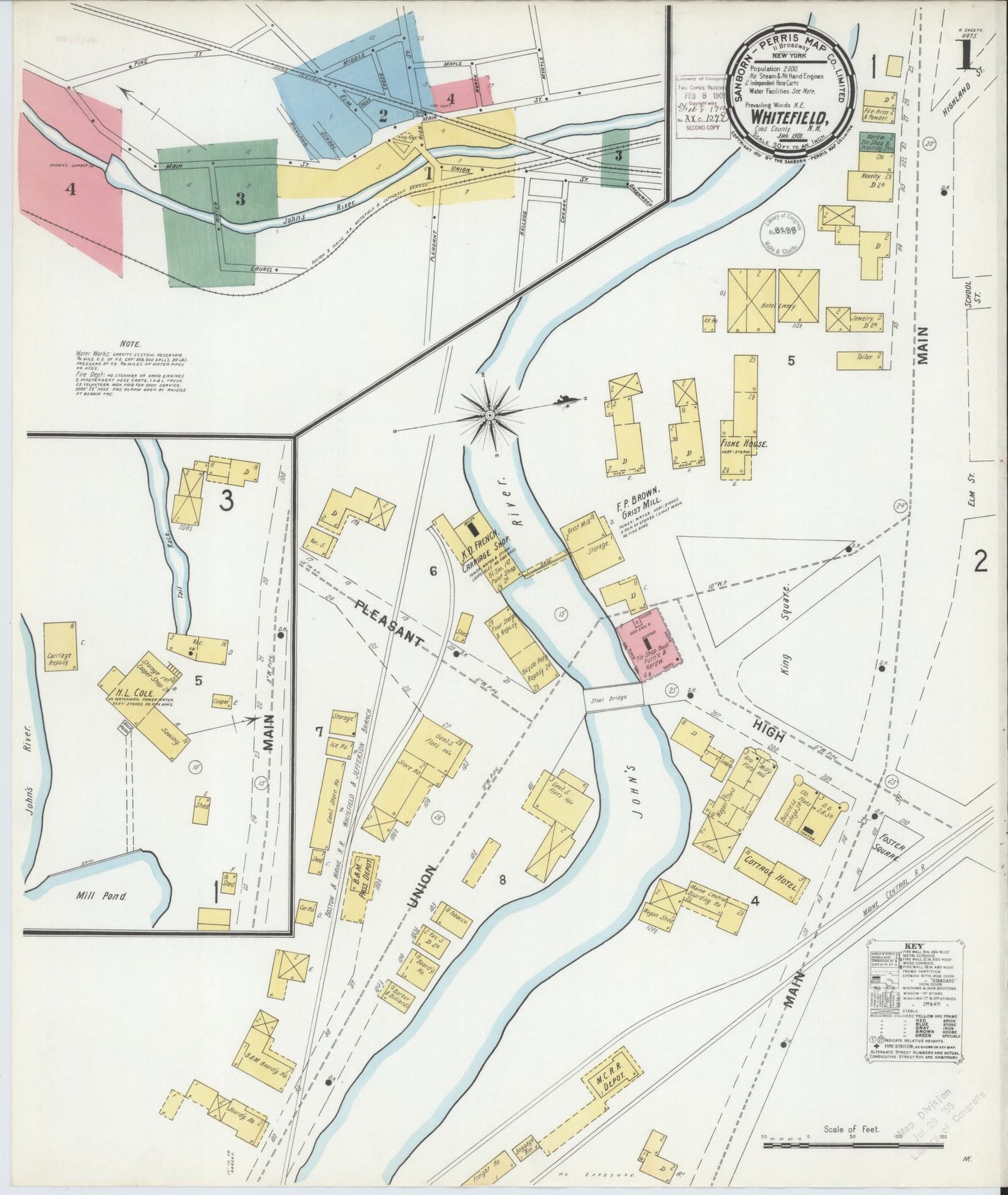 Sanborn Fire Insurance Map from Whitefield, Coos County, New Hampshire. (1901) – Historic Sanborn Fire Insurance Map Print