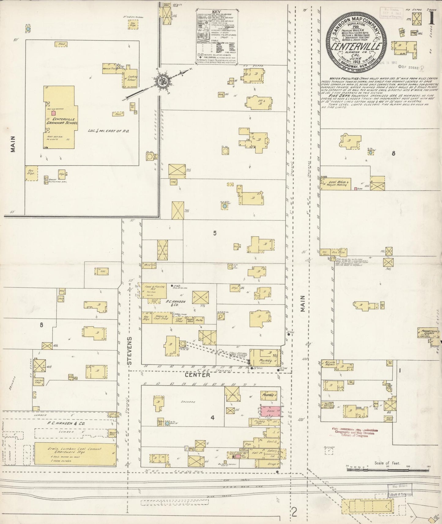 Sanborn Fire Insurance Map from Centerville, Alameda County, California. (1913) – Historic Sanborn Fire Insurance Map Print