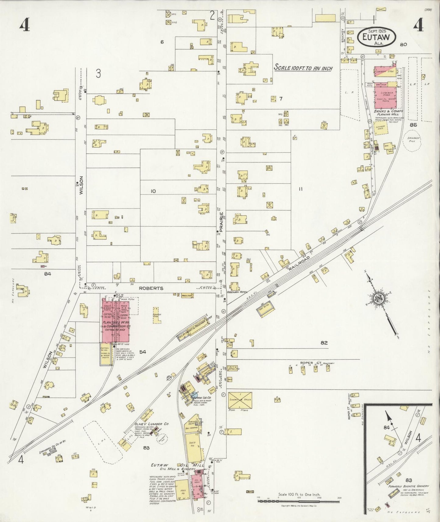 Sanborn Fire Insurance Map from Eutaw, Greene County, Alabama (1925), Sheet #0004 - Complete Map Set gallery image, historic Sanborn map, vintage wall art, Alabama Alabama
