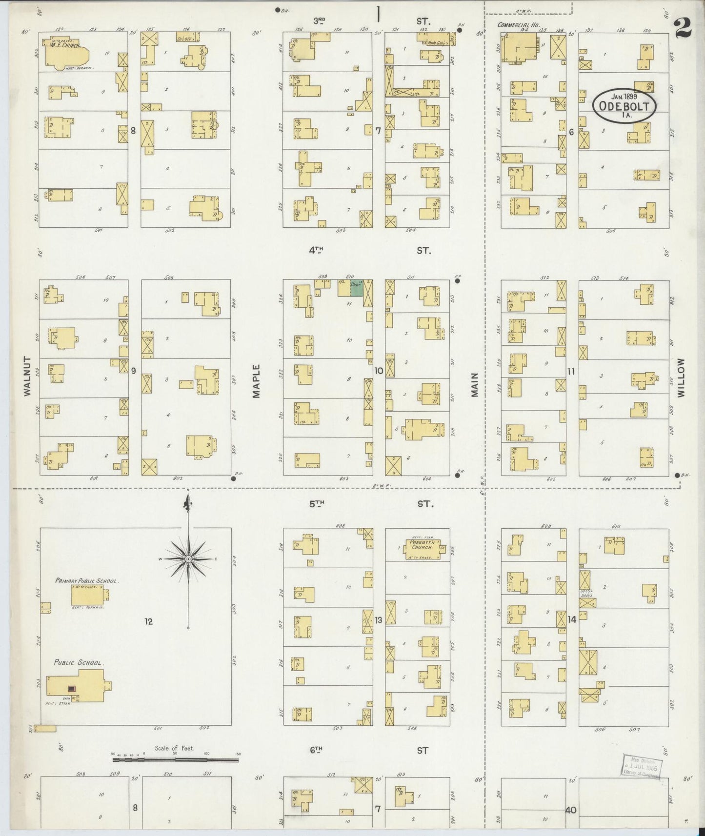 Sanborn Fire Insurance Map from Odebolt, Sac County, Iowa (1899), Sheet #0002 - Historic Sanborn Fire Insurance Map Print