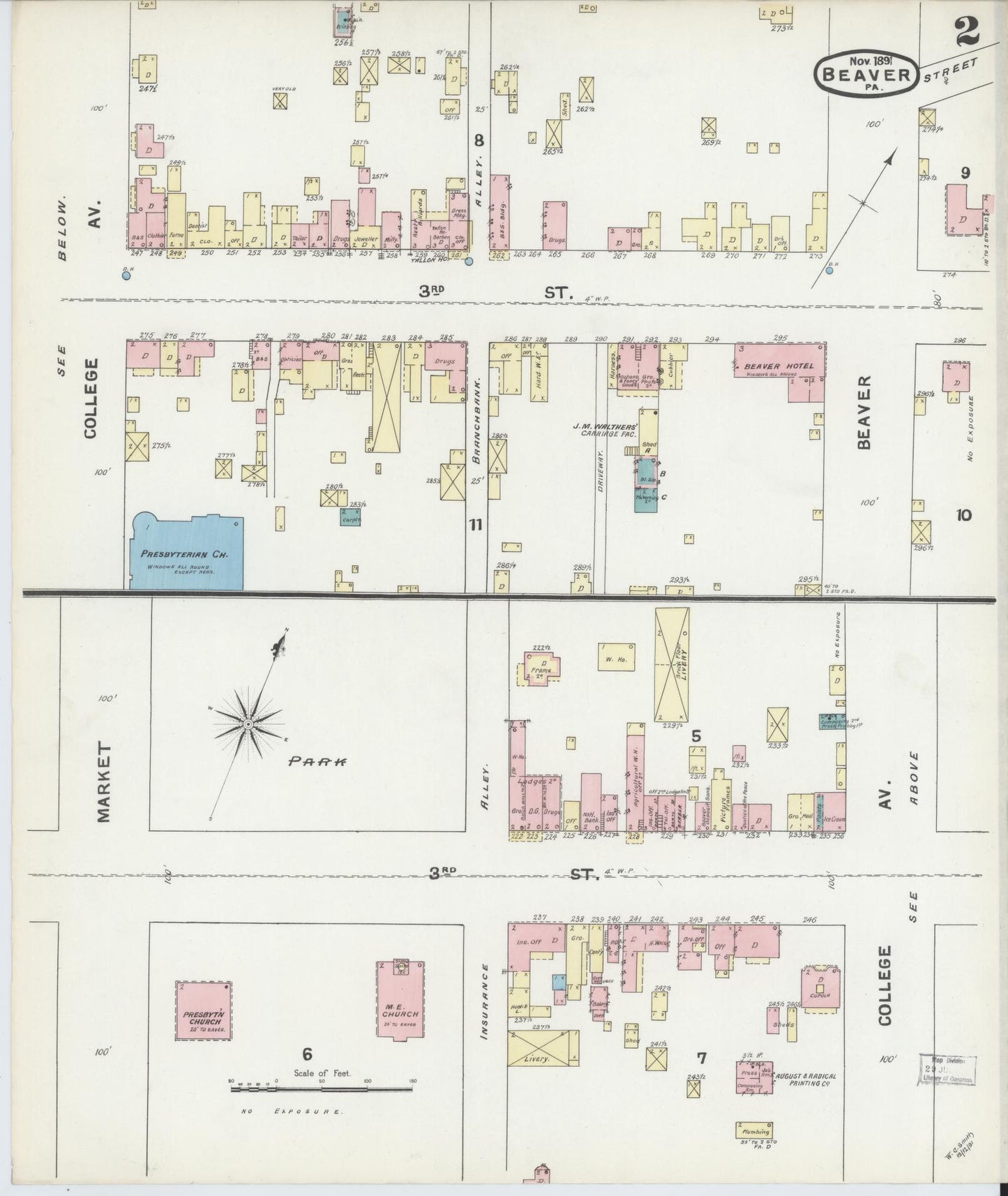Sanborn Fire Insurance Map from Beaver, Beaver County, Pennsylvania (1891), Sheet #0002 - Historic Sanborn Fire Insurance Map Print, vintage old map wall art, antique decor, genealogy gift, Pennsylvania Pennsylvania map