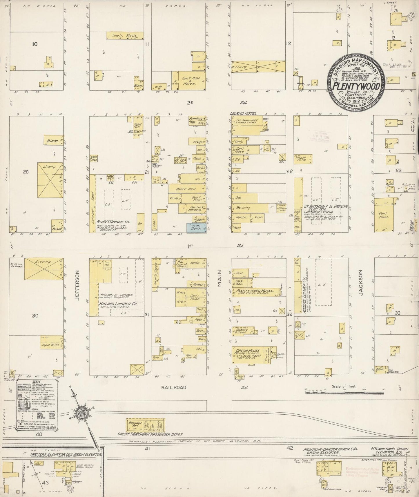 Sanborn Fire Insurance Map from Plentywood, Sheridan County, Montana (1912), Sheet #0001 - Historic Sanborn Fire Insurance Map Print, vintage old map wall art, antique decor, genealogy gift, Montana Montana map