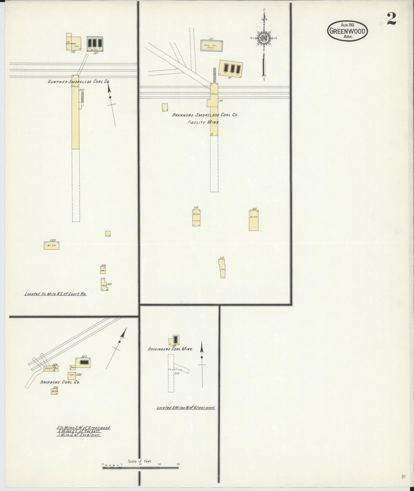 Sanborn Fire Insurance Map from Greenwood, Sebastian County, Arkansas (1913), Sheet #0002 - Complete Map Set gallery image, historic Sanborn map, vintage wall art, Arkansas Arkansas