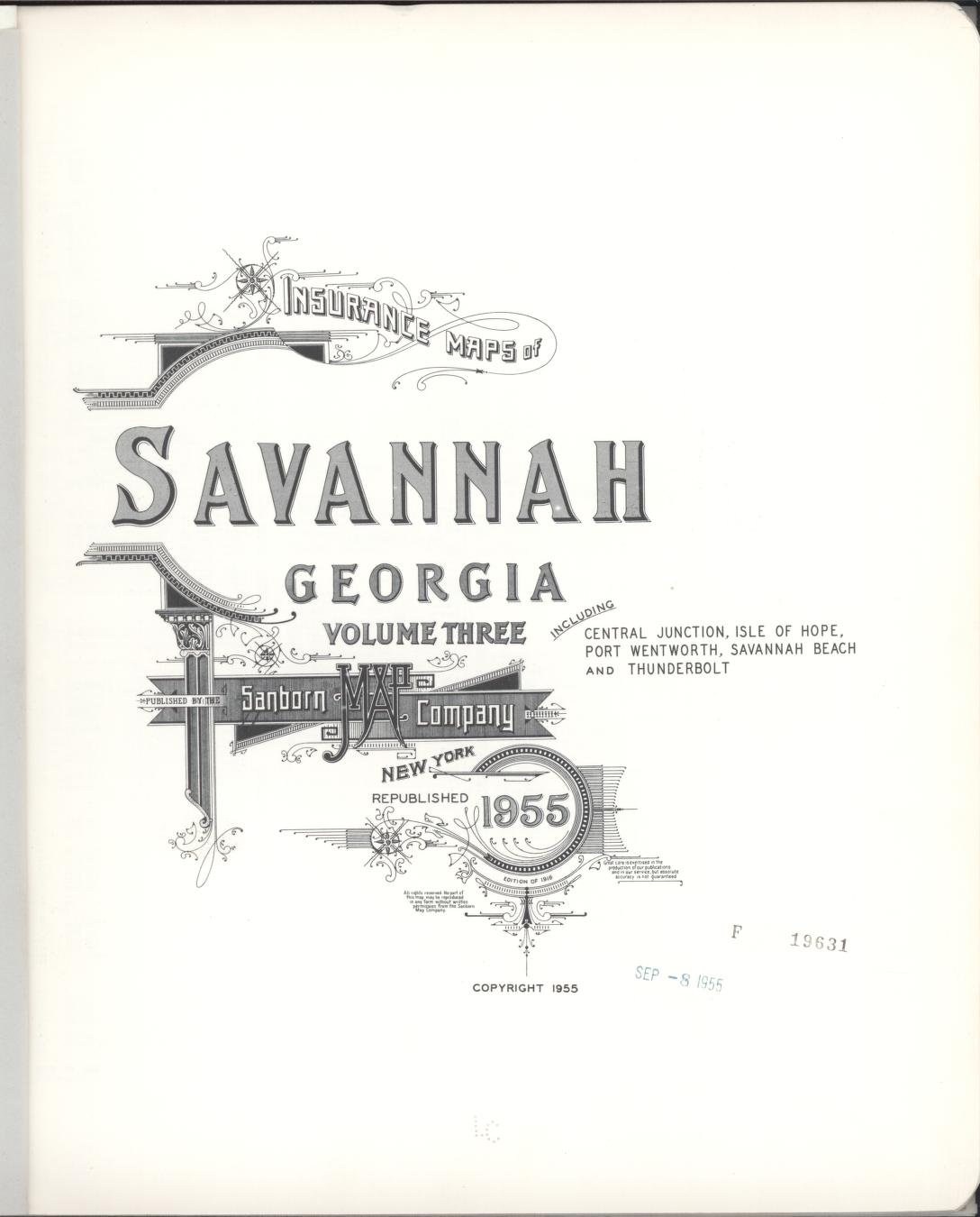 Sanborn Fire Insurance Map from Savannah, Chatham County, Georgia (1955), Sheet #0001 - Complete Map Set gallery image, historic Sanborn map, vintage wall art, Georgia Georgia