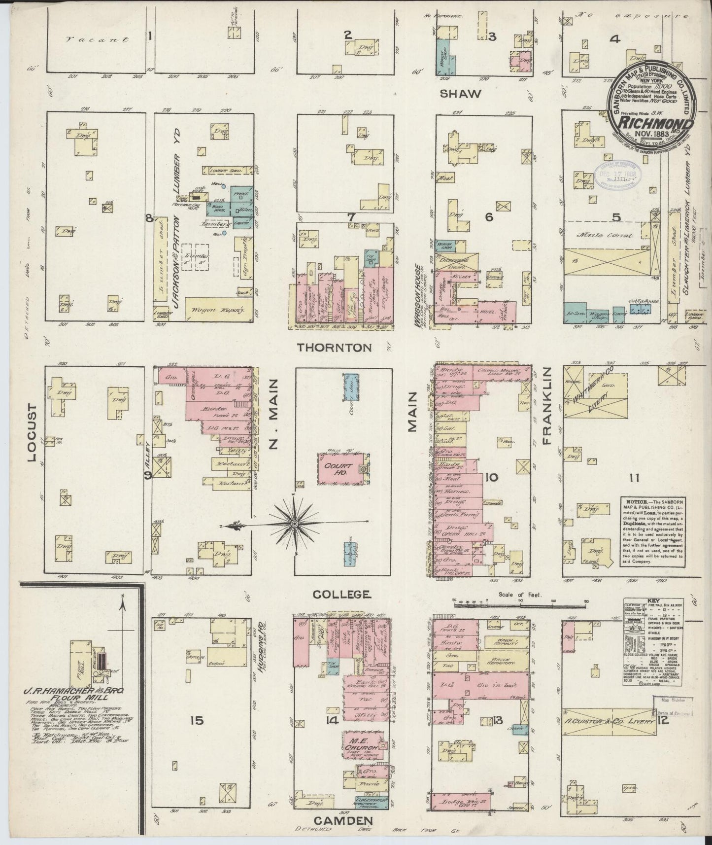 Sanborn Fire Insurance Map from Richmond, Ray County, Missouri (1883), Sheet #0001 - Historic Sanborn Fire Insurance Map Print, vintage old map wall art, antique decor, genealogy gift, Missouri Missouri map