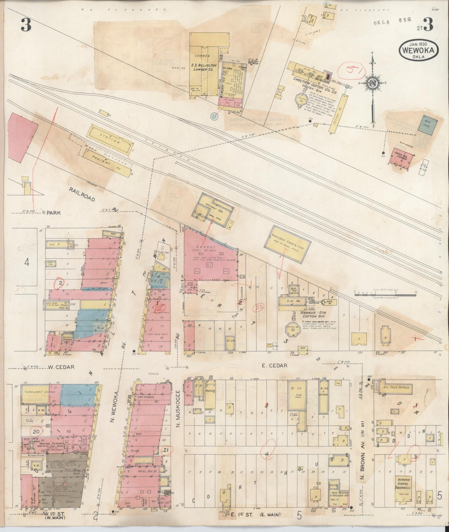 Sanborn Fire Insurance Map from Wewoka, Seminole County, Oklahoma (1945), Sheet #0003 - Historic Sanborn Fire Insurance Map Print, vintage old map wall art, antique decor, genealogy gift, Oklahoma Oklahoma map