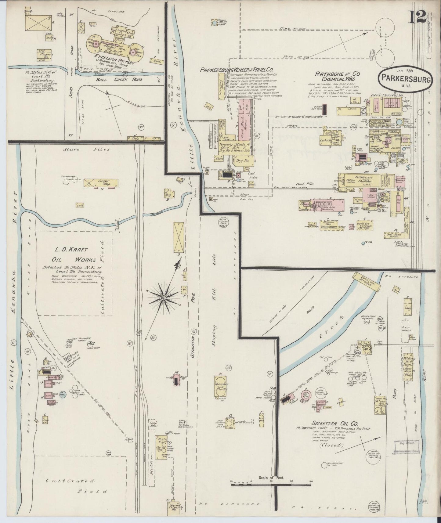 Sanborn Fire Insurance Map from Parkersburg, Wood County, West Virginia (1889), Sheet #0012 - Complete Map Set gallery image, historic Sanborn map, vintage wall art, West Virginia West Virginia