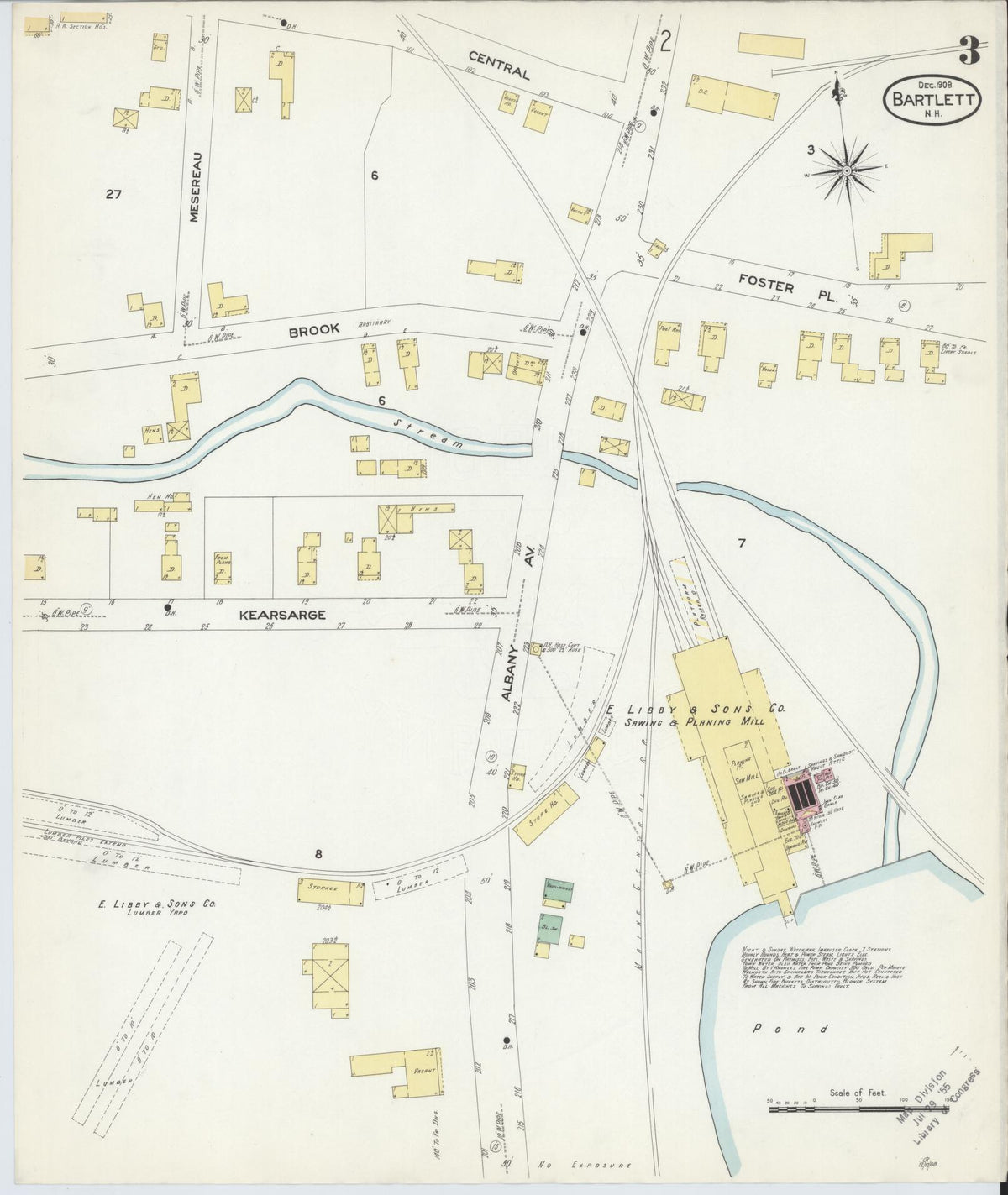 Sanborn Fire Insurance Map from Bartlett, Carroll County, New Hampshire (1908), Sheet #0003 - Complete Map Set gallery image, historic Sanborn map, vintage wall art, New Hampshire New Hampshire