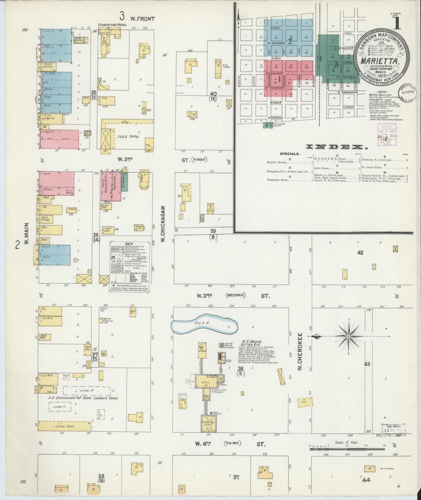 Sanborn Fire Insurance Map from Marietta, Love County, Oklahoma (1902), Sheet #0001 - Historic Sanborn Fire Insurance Map Print, vintage old map wall art, antique decor, genealogy gift, Oklahoma Oklahoma map