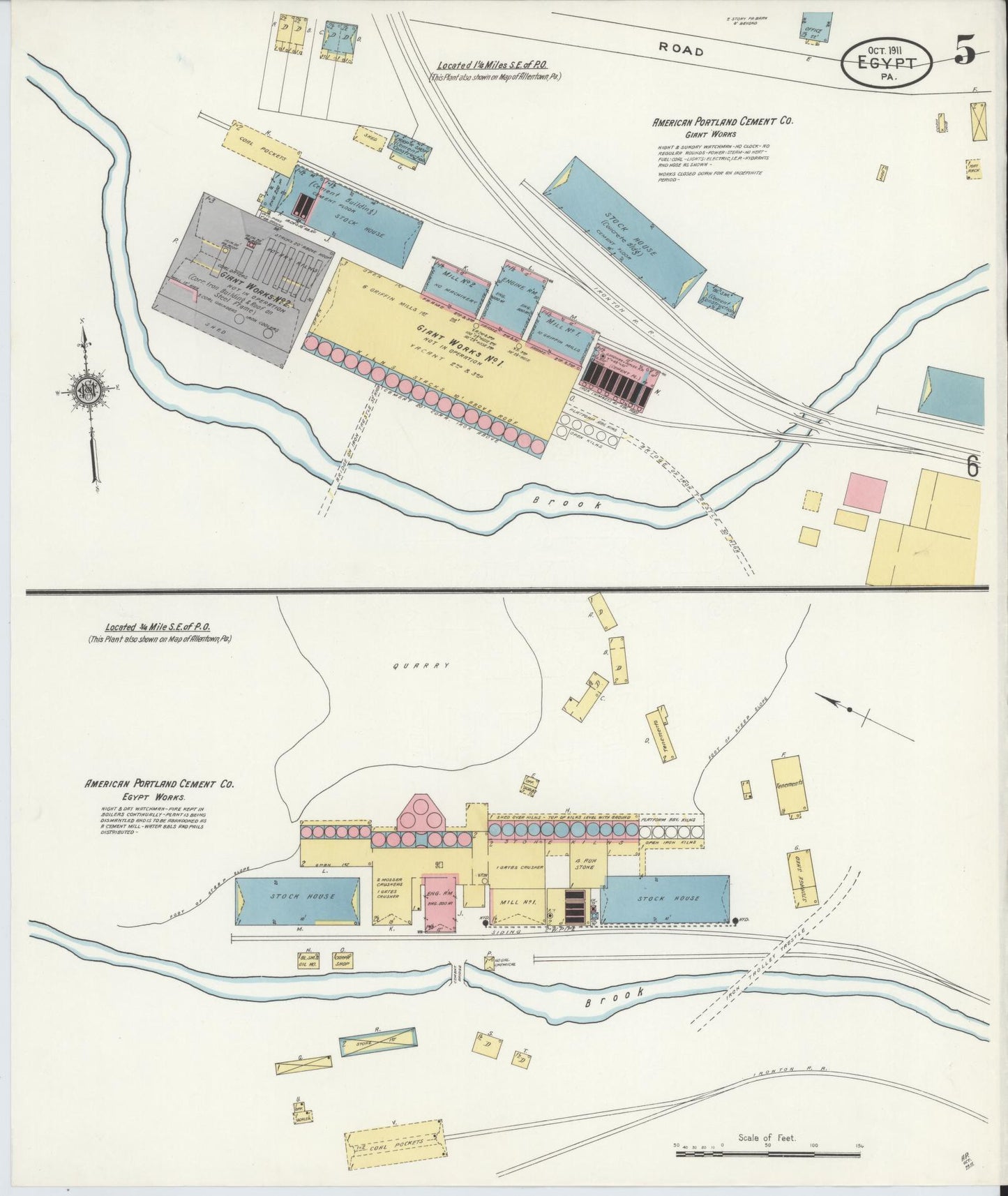 Sanborn Fire Insurance Map from Egypt, Lehigh County, Pennsylvania (1911), Sheet #0005 - Historic Sanborn Fire Insurance Map Print, vintage old map wall art, antique decor, genealogy gift, Pennsylvania Pennsylvania map