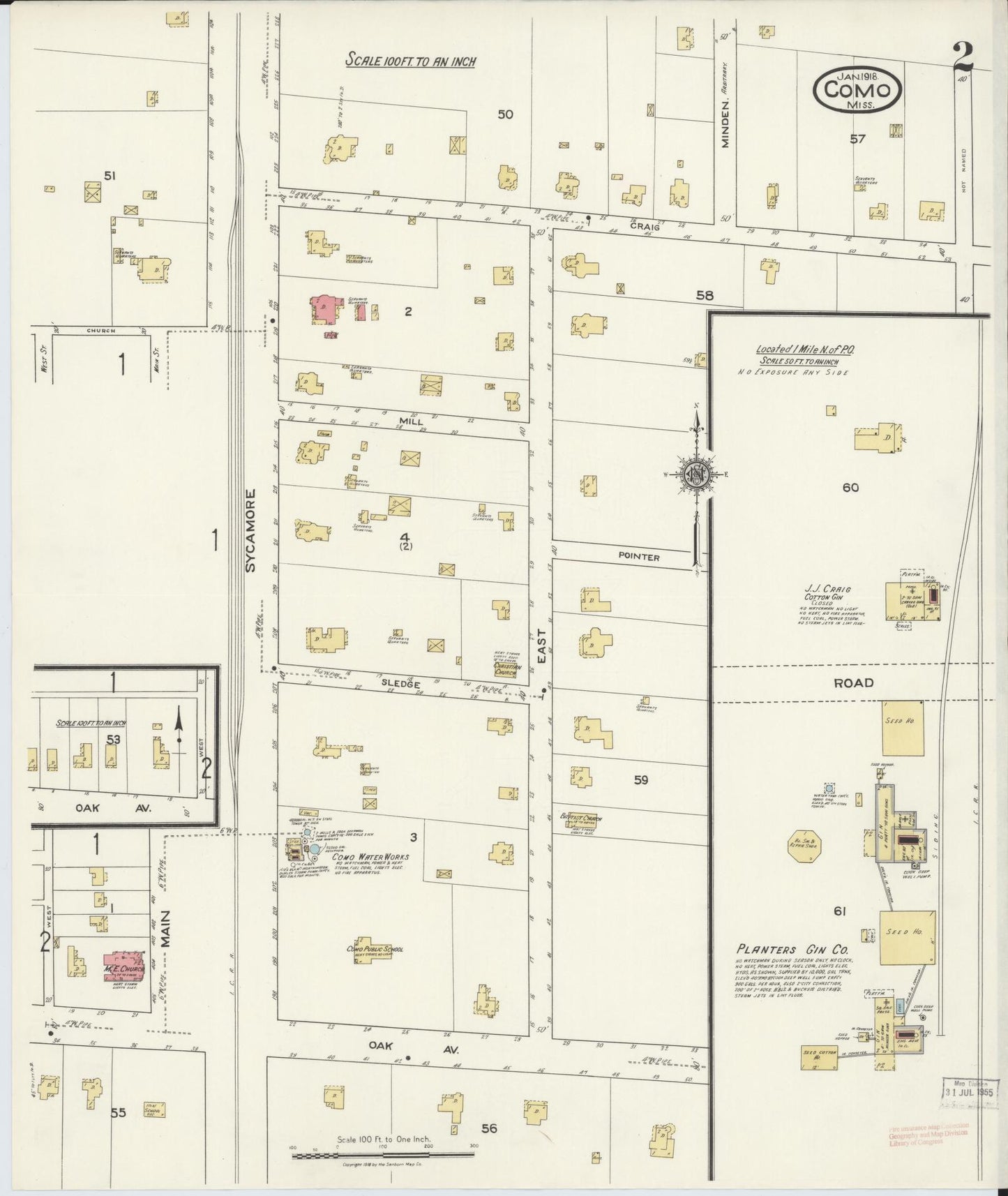 Sanborn Fire Insurance Map from Como, Panola County, Mississippi (1918), Sheet #0002 - Complete Map Set gallery image, historic Sanborn map, vintage wall art, Mississippi Mississippi