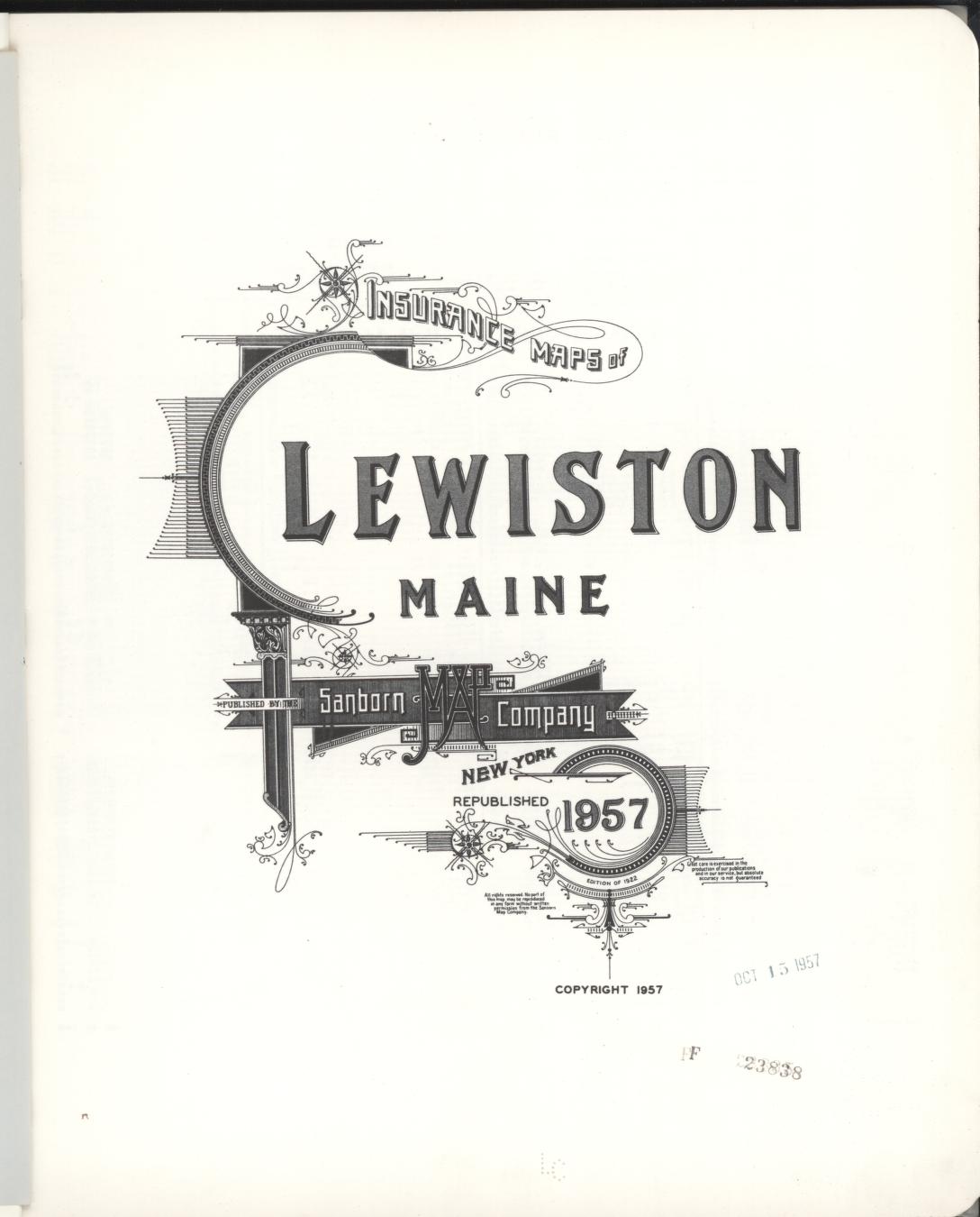 Sanborn Fire Insurance Map from Lewiston, Androscoggin County, Maine. (1957) – Historic Sanborn Fire Insurance Map Print