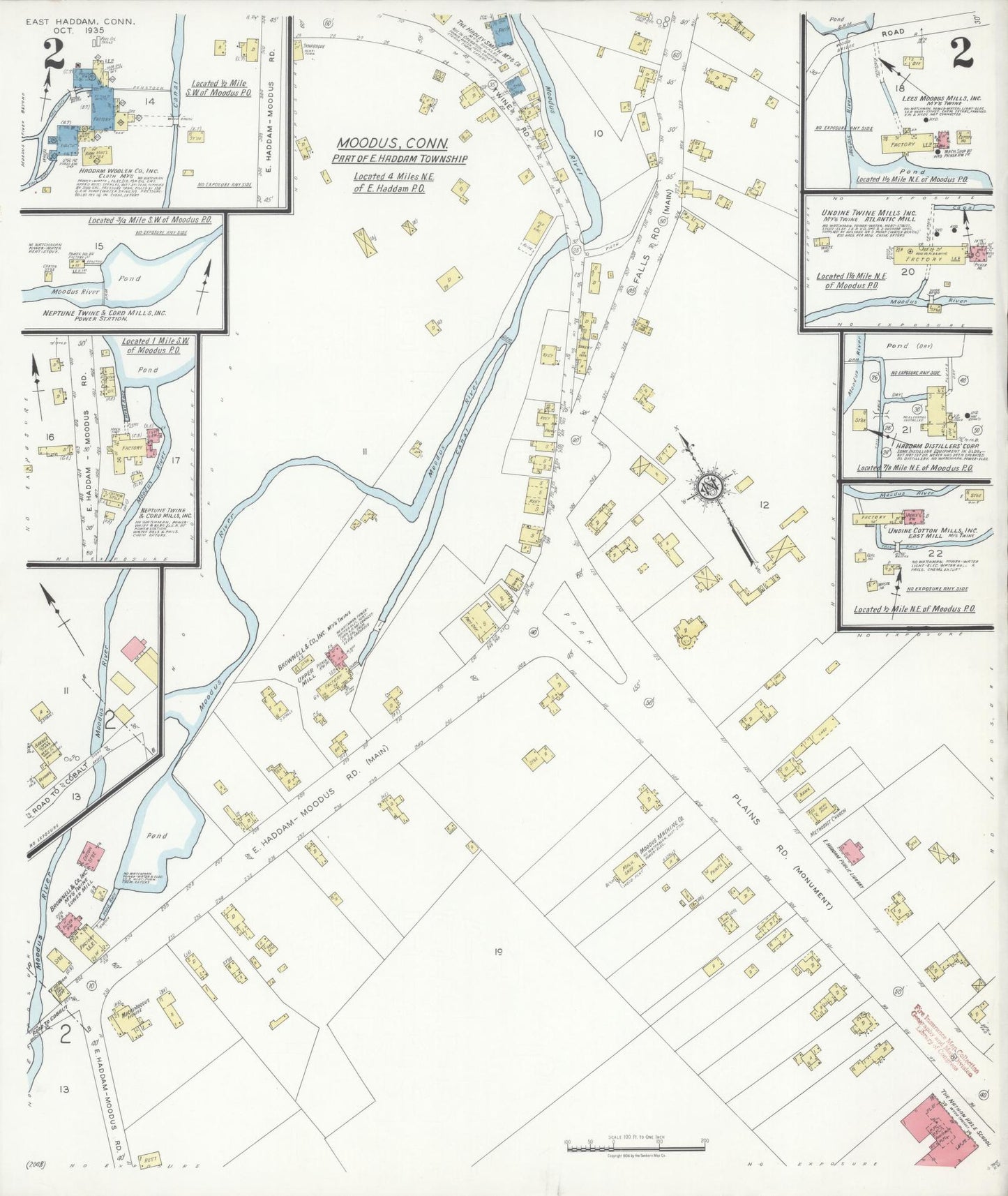 Sanborn Fire Insurance Map from East Haddam, Middlesex County, Connecticut (1935), Sheet #0002 - Historic Sanborn Fire Insurance Map Print, vintage old map wall art, antique decor, genealogy gift, Connecticut Connecticut map